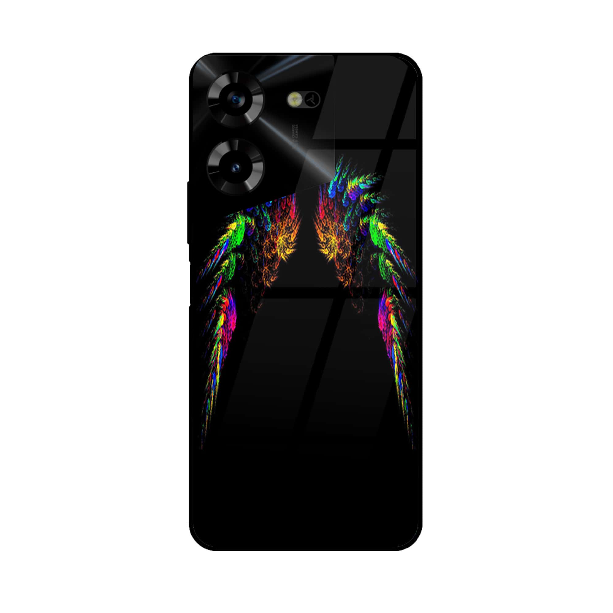 Tecno Pova 5 Pro - Angel Wings Series - Premium Printed Glass soft Bumper shock Proof Case
