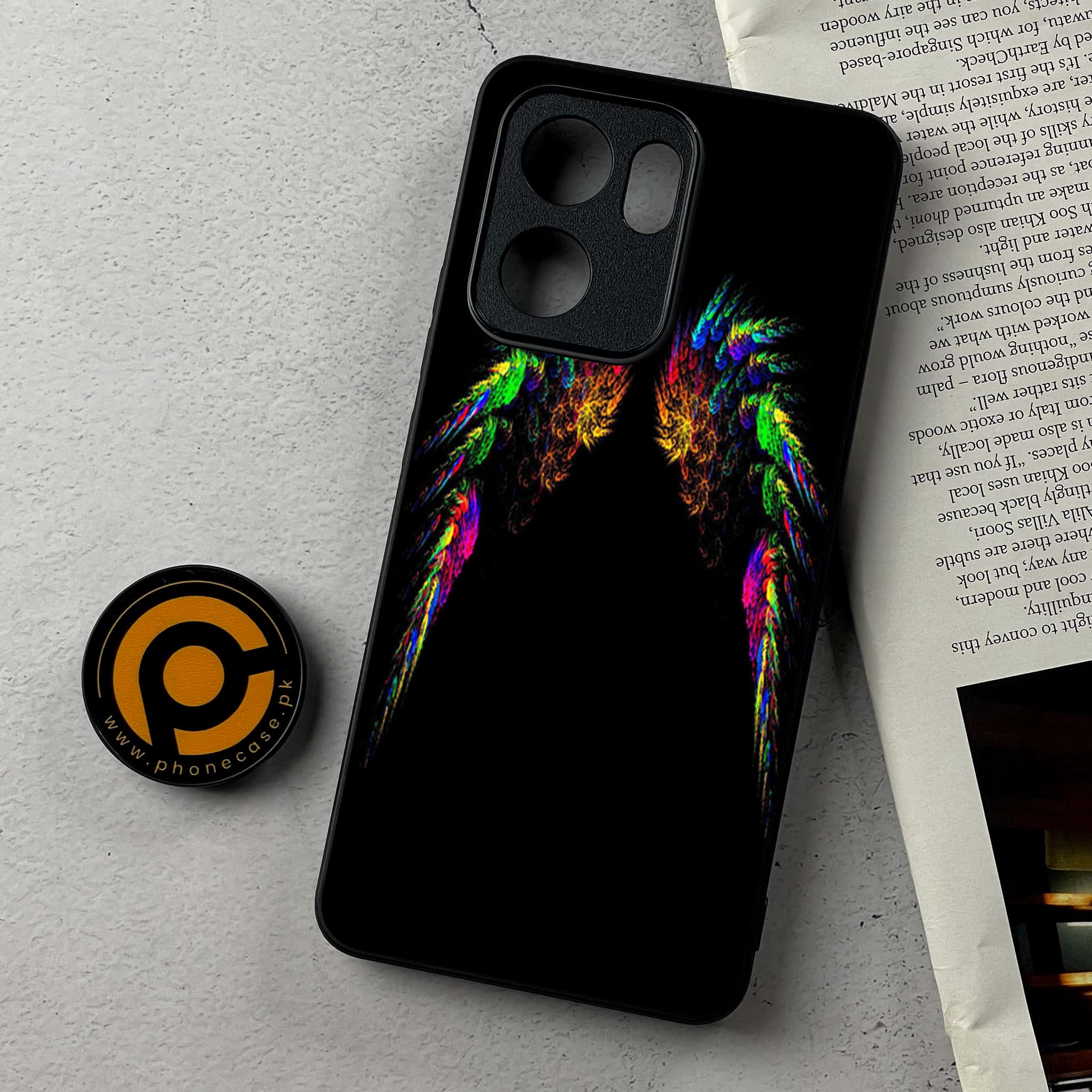 Oppo Reno 13F - Angel Wings Series - Premium Metal Printed Soft Bumper Shockproof Case