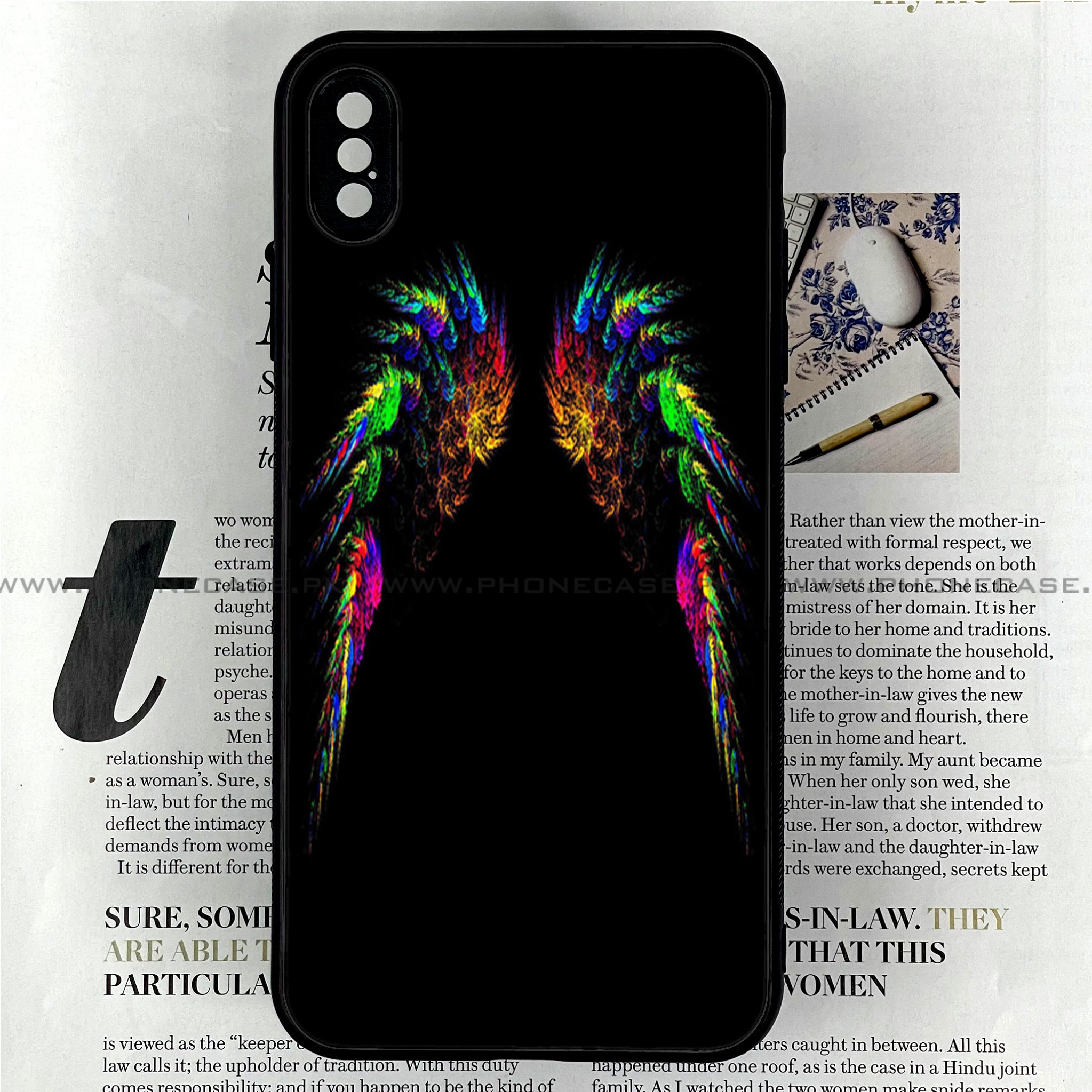 iPhone Xs Max - Angel Wing Series - Premium Printed Glass soft Bumper shock Proof Case