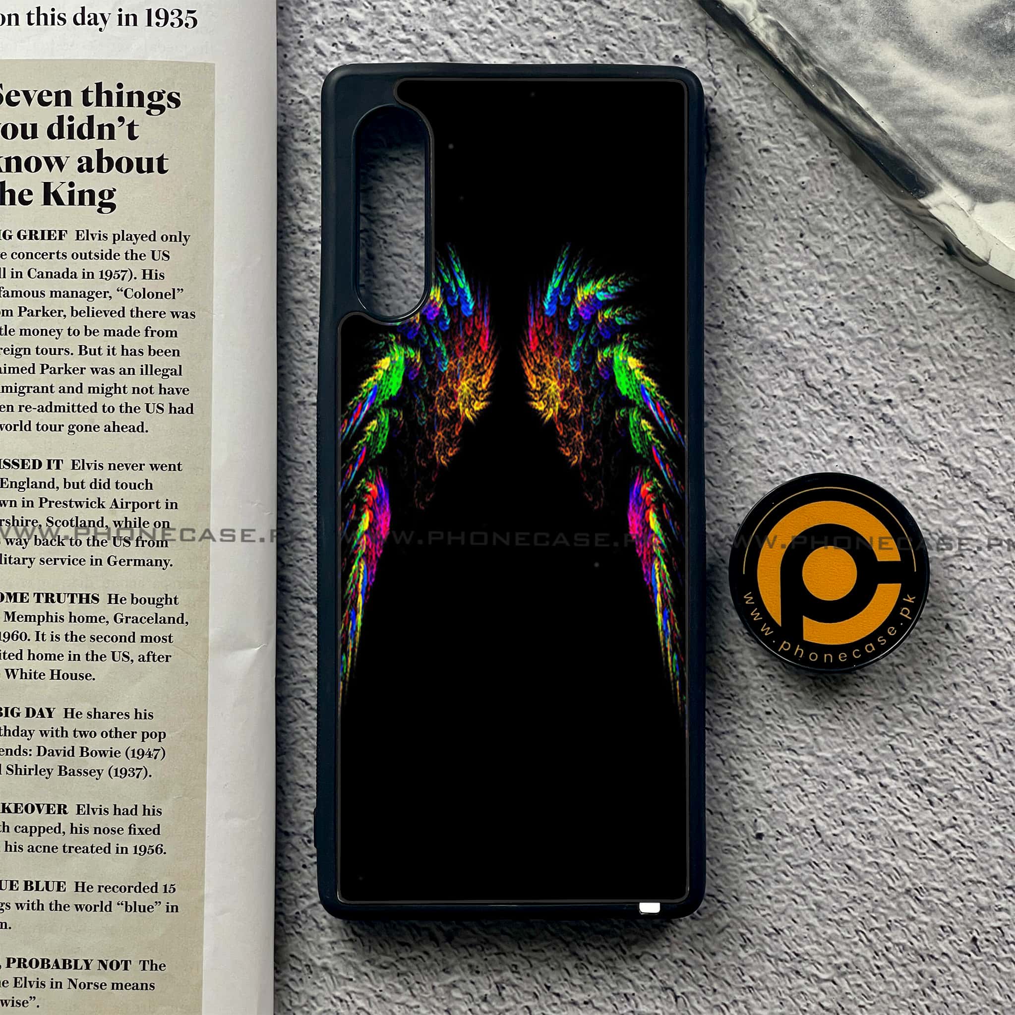 LG Velvet - Angel Wings Series - Premium Printed Glass soft Bumper shock Proof Case