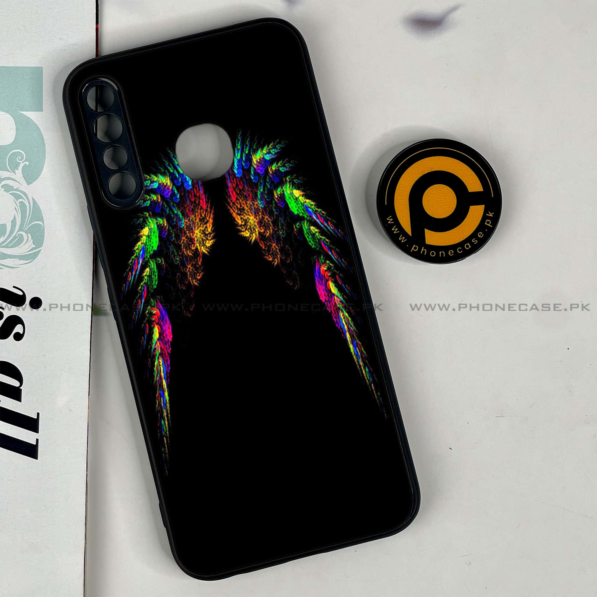 Infinix Hot 8 Lite - Angel Wings Series - Premium Printed Glass soft Bumper shock Proof Case