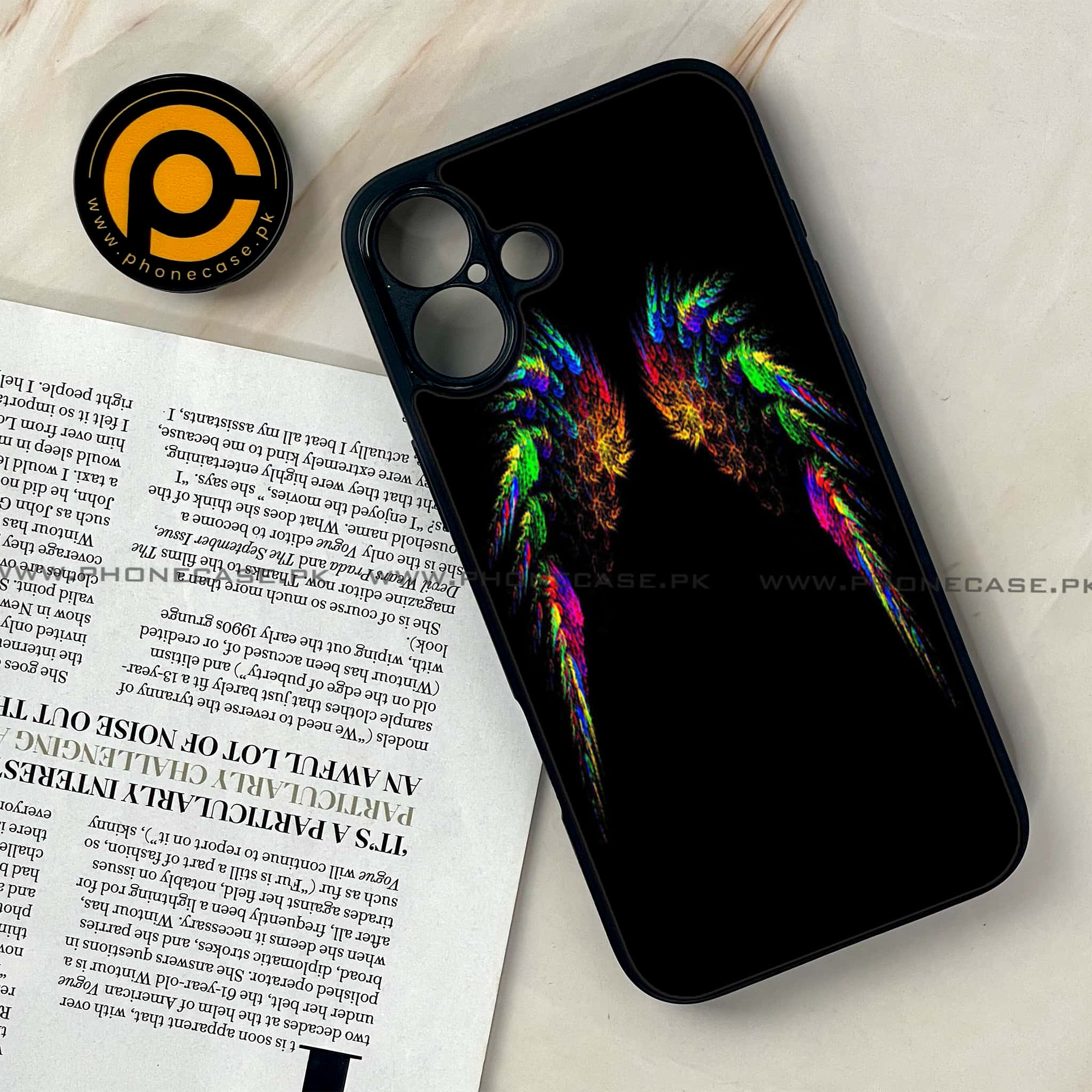 iPhone 16 - Angel Wings Series - Premium Printed Glass soft Bumper shock Proof Case