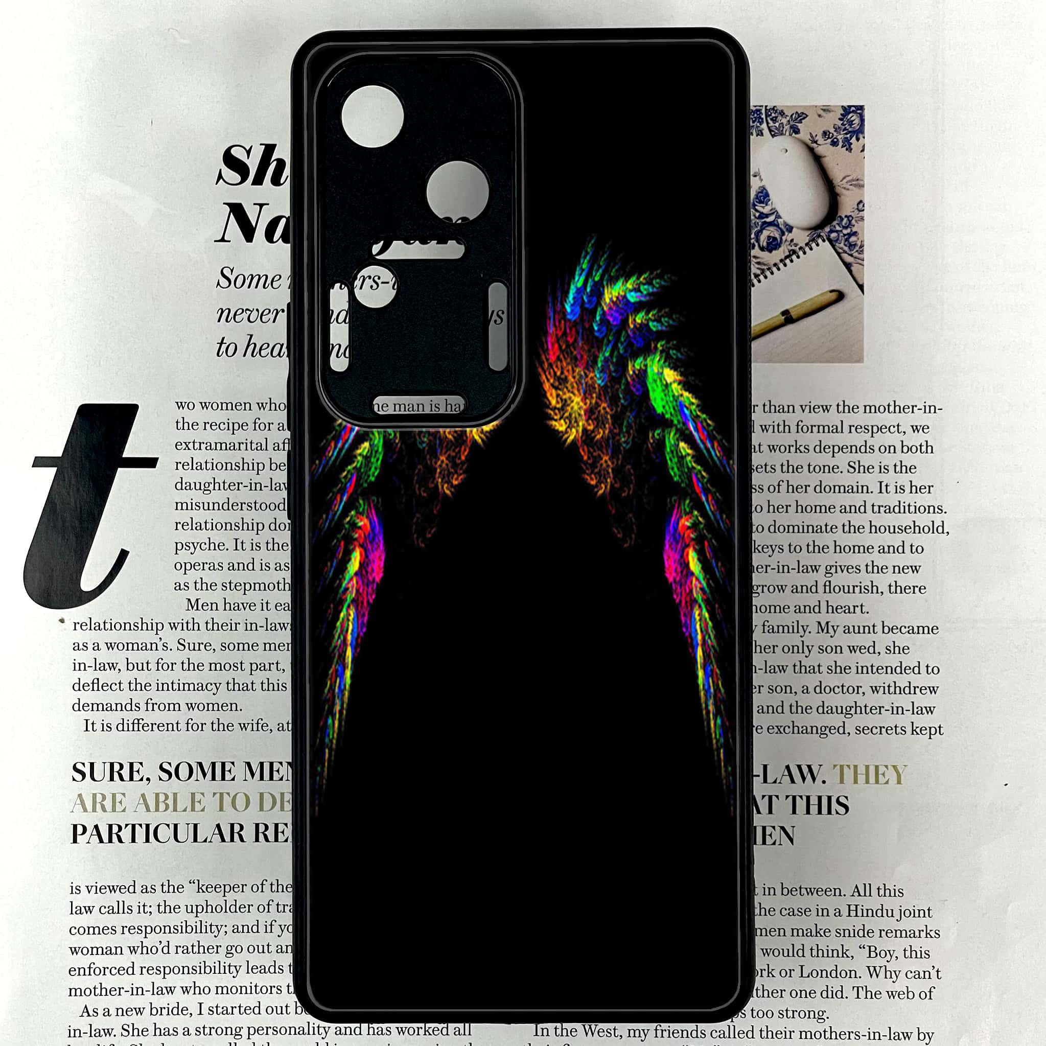 Vivo V30 - Angel Wings Series - Premium Printed Glass soft Bumper shock Proof Case