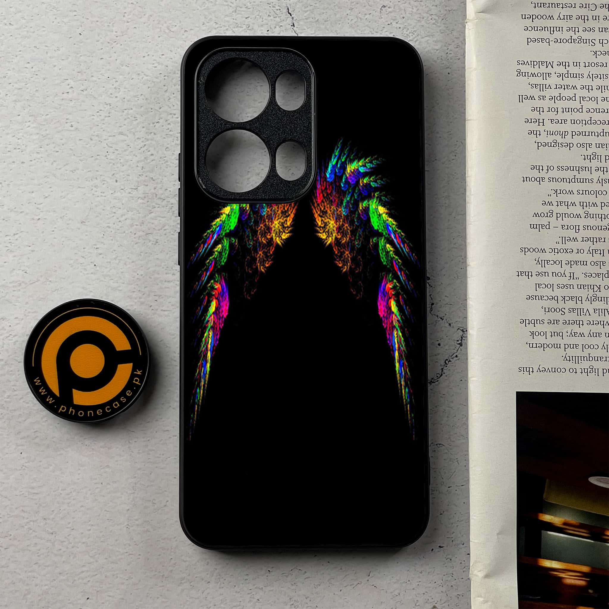 Oppo Reno 13 Pro - Angel Wings Series - Premium Metal Printed Soft Bumper Shockproof Case