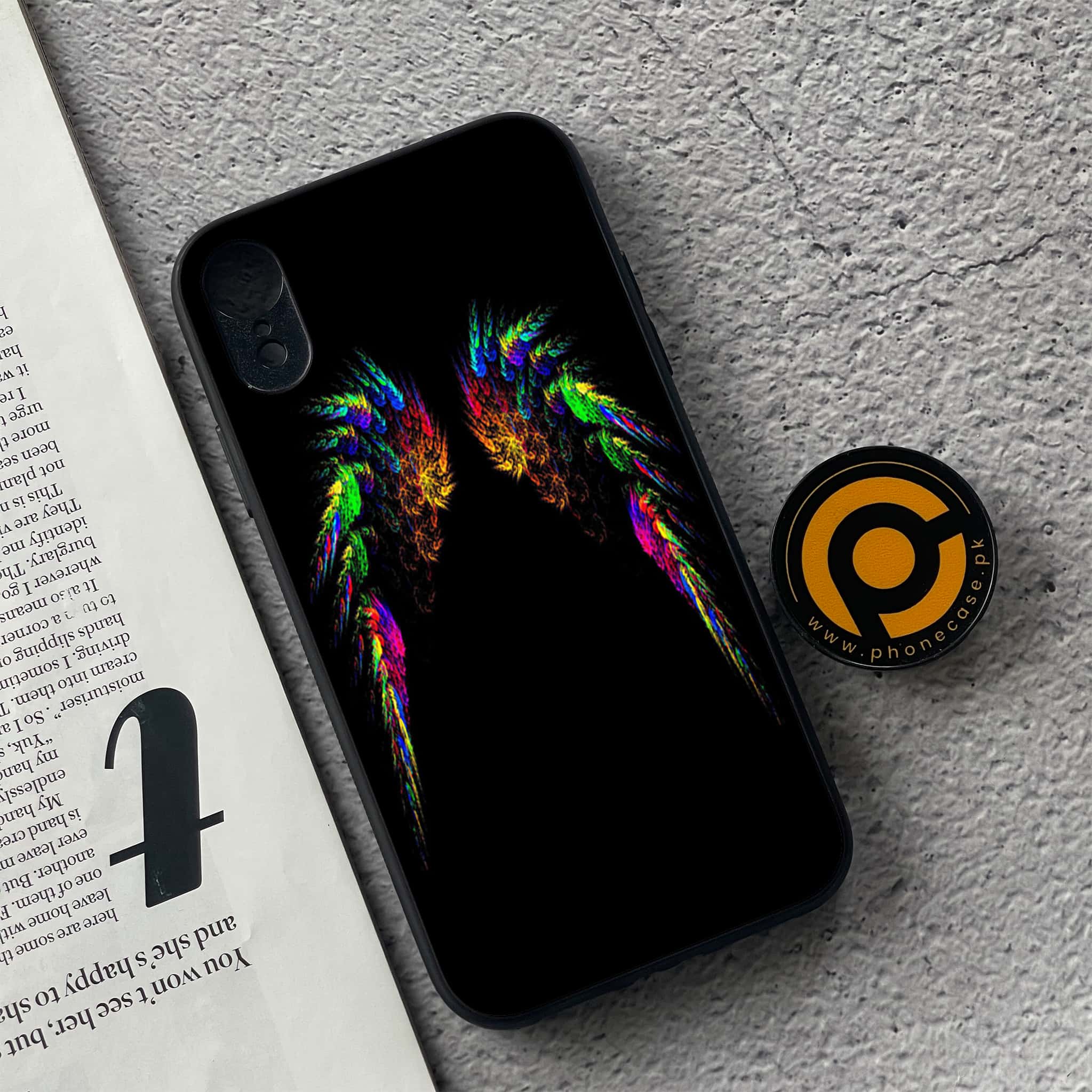 iPhone XR - Angel Wings Series - Premium Printed Glass soft Bumper shock Proof Case