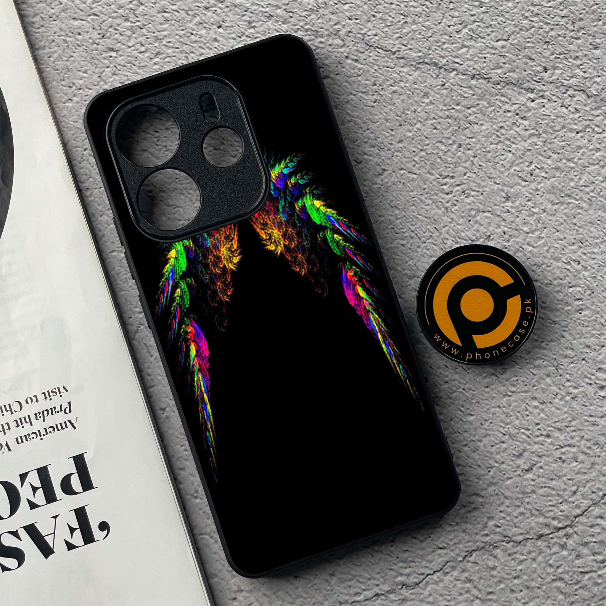 Xiaomi Redmi Note 14 - Angel Wings Series - Premium Printed Glass soft Bumper shock Proof Case