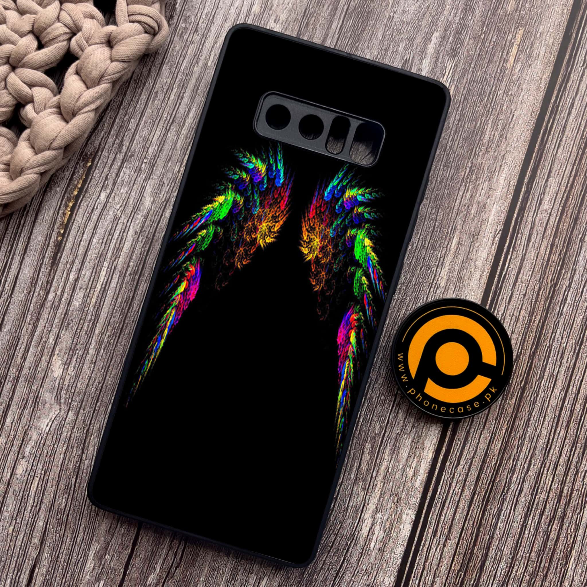 Samsung Galaxy Note 8 - Angel Wing Series - Premium Metal Printed soft Bumper shock Proof Case