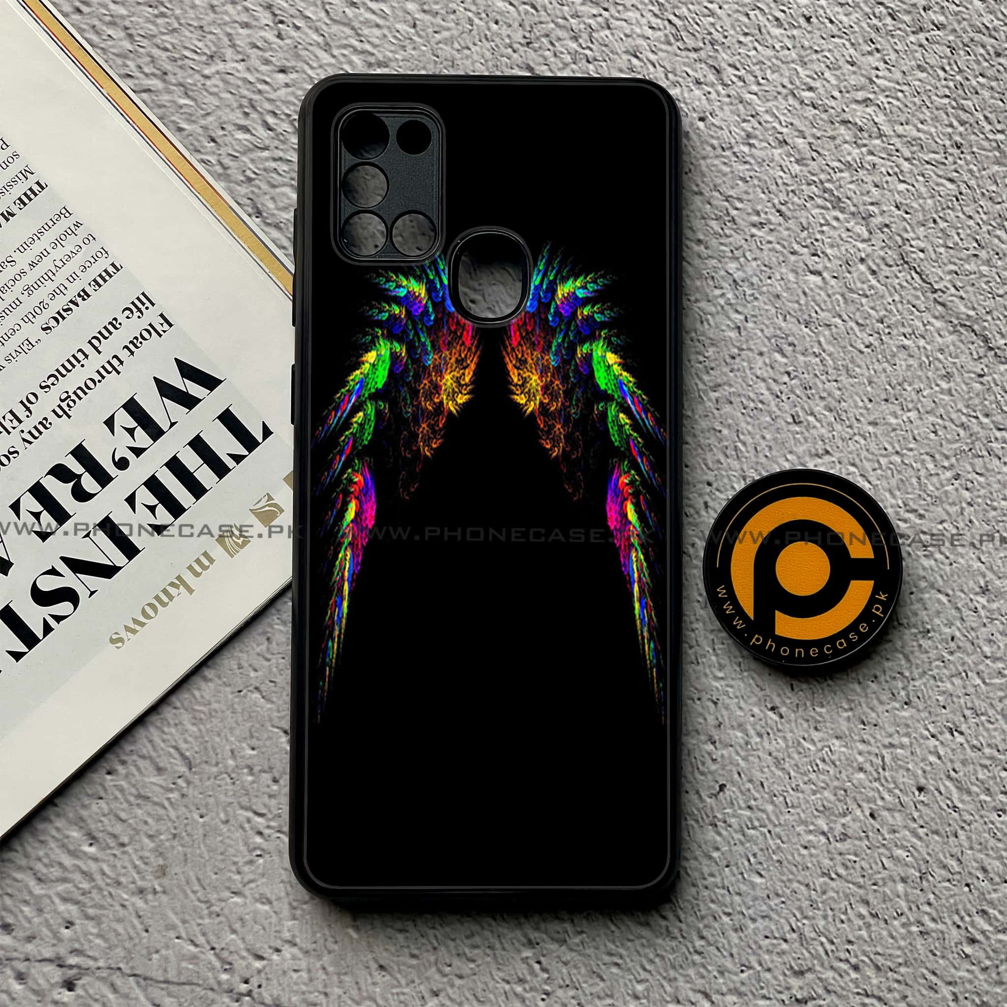 Samsung Galaxy A21s - Angel Wings Series - Premium Printed Glass soft Bumper shock Proof Case