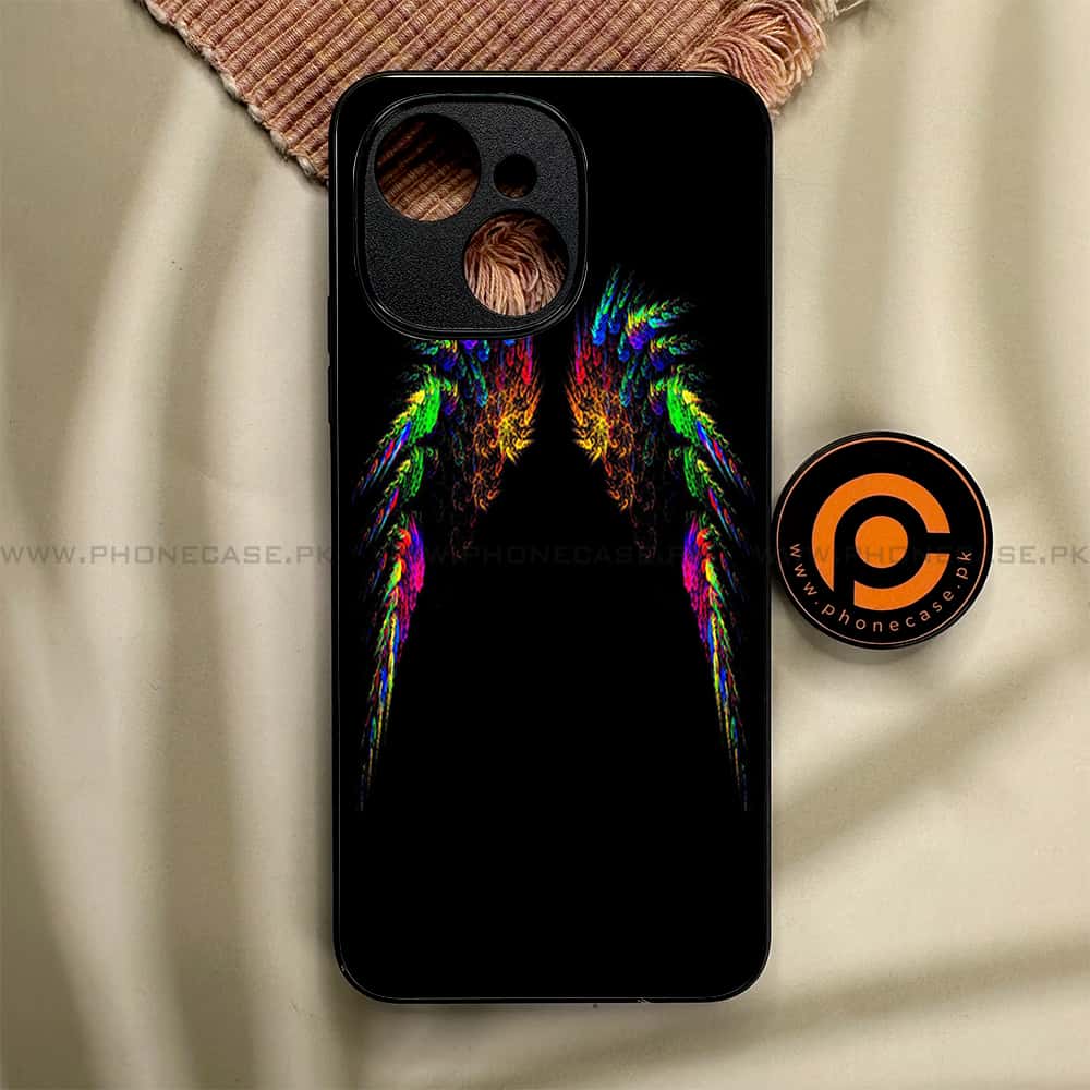Tecno Spark 40C - Angel Wings Series - Premium Metal Printed soft Bumper shock Proof Case