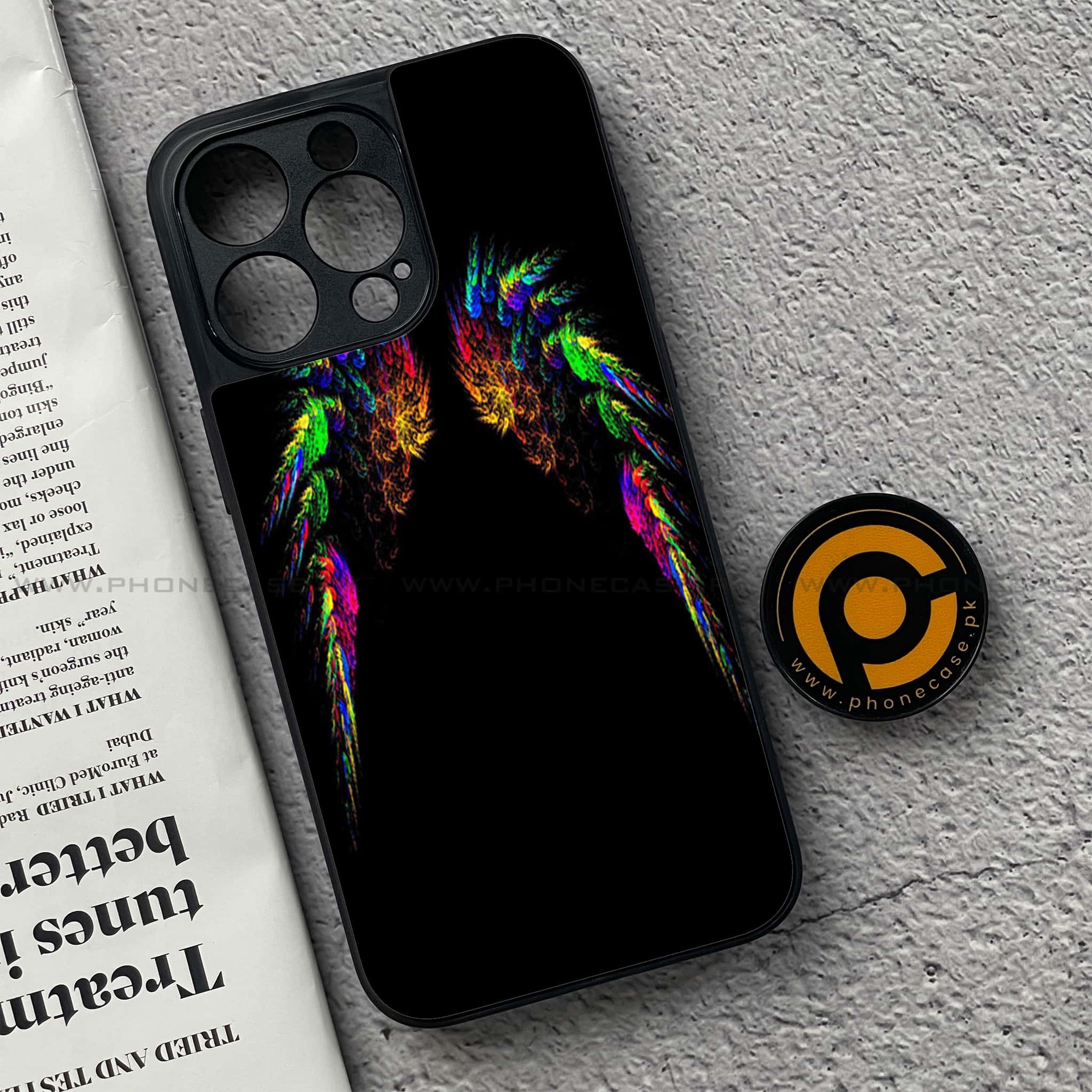 iPhone 15 Pro - Angel Wings Series - Premium Printed Glass soft Bumper shock Proof Case