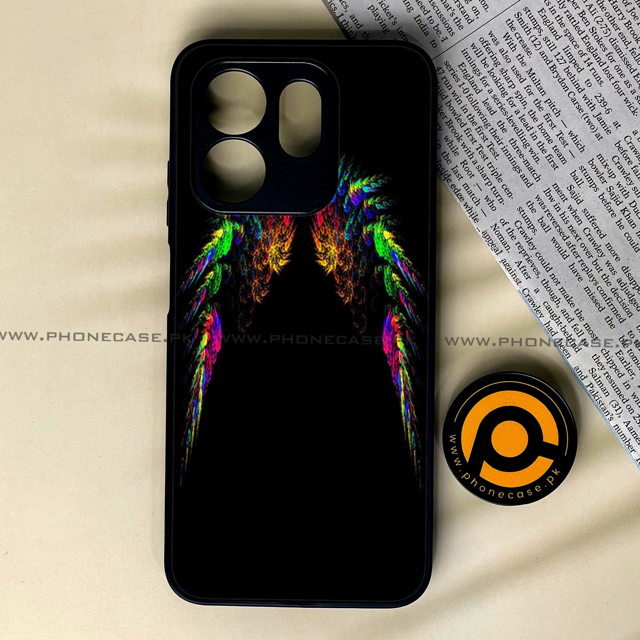 Infinix Hot 50i - Angel Wings Series - Premium Printed Glass soft Bumper shock Proof Case