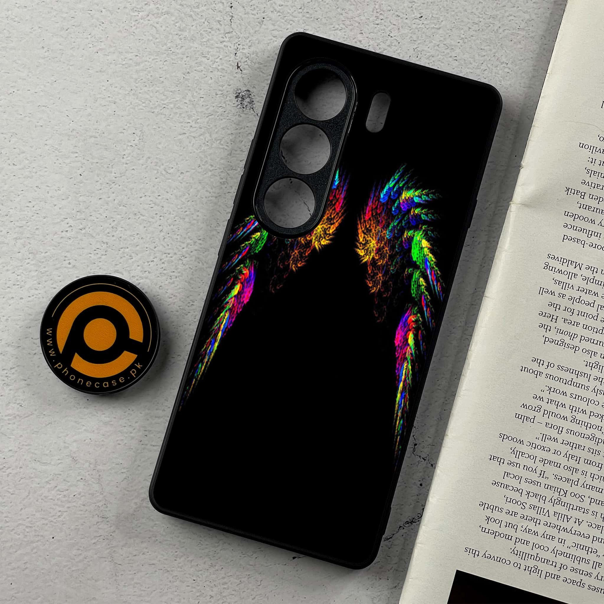Tecno Camon 40 - Angel Wings Series - Premium Metal Printed Soft Bumper Shockproof Case