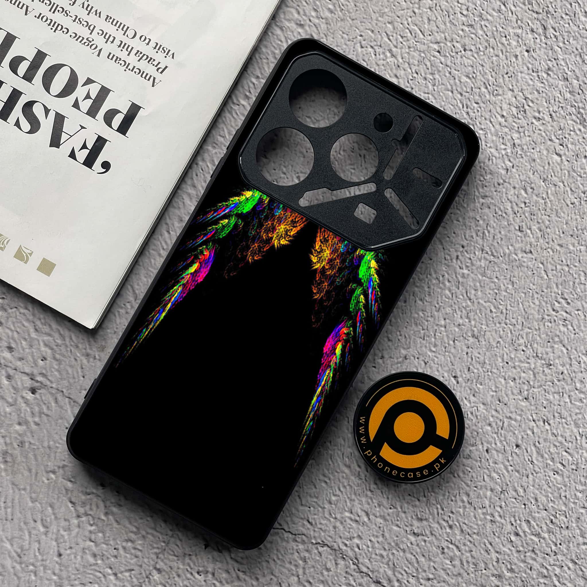 Tecno Pova 6 Neo - Angel Wings Series - Premium Metal  Printed soft Bumper shock Proof Case