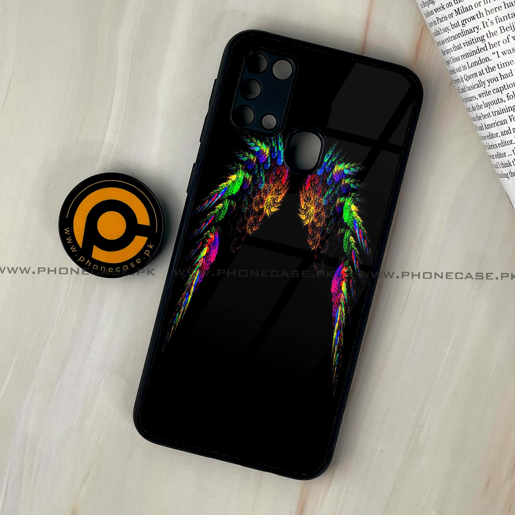 Galaxy M31 - Angel Wings Series - Premium Printed Glass soft Bumper shock Proof Case