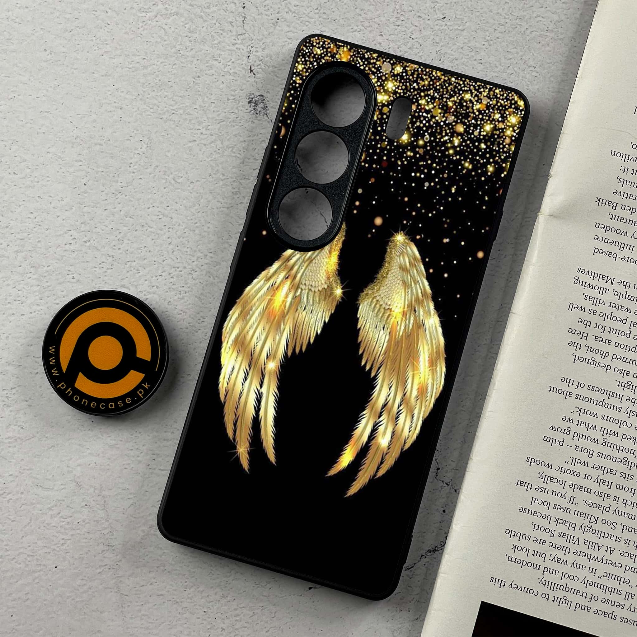 Tecno Camon 40 Pro - Angel Wings Series - Premium Metal Printed Soft Bumper Shockproof Case