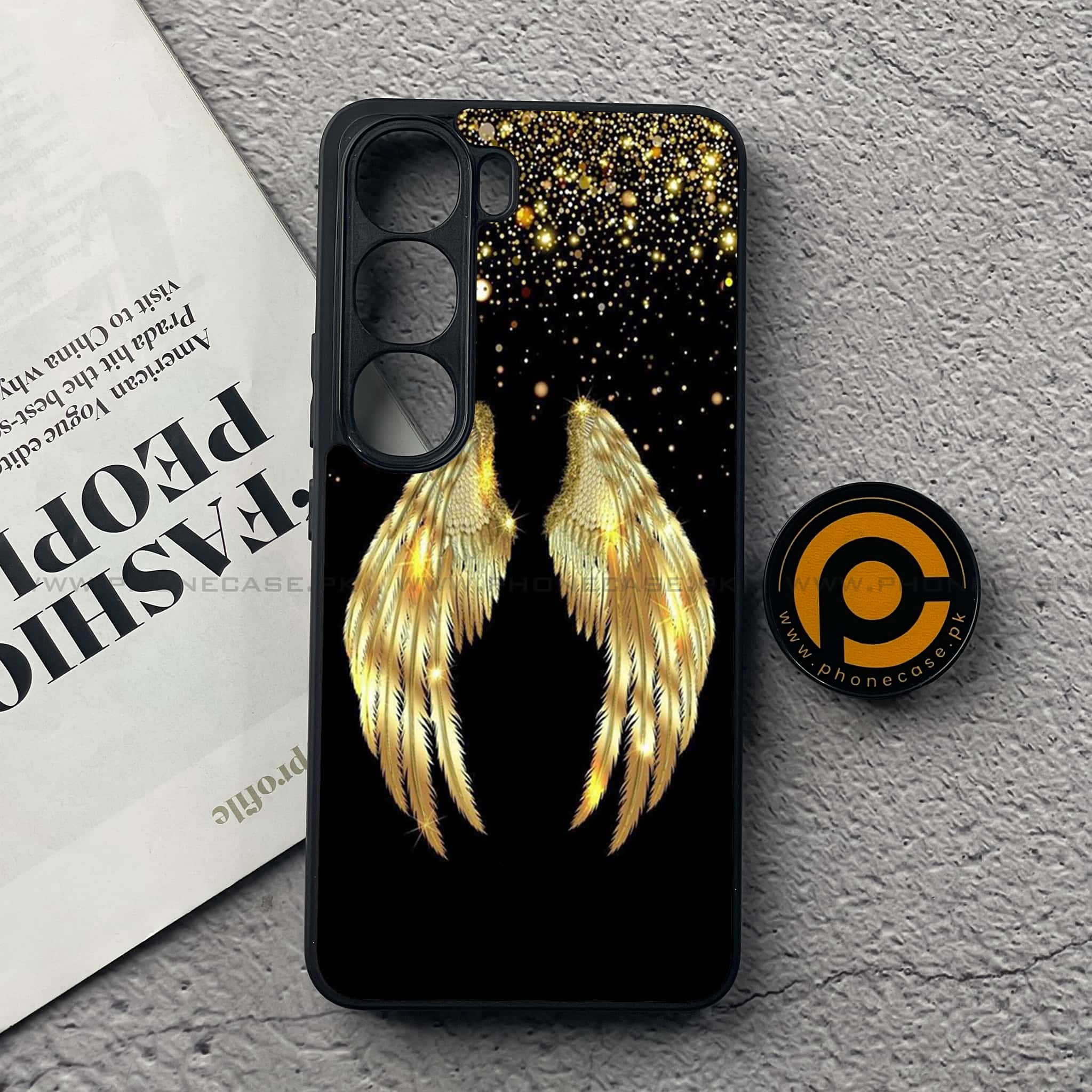 Vivo V40 Lite (IDN) - Angel Wings Series - Premium Metal Printed soft Bumper Shock Proof Case