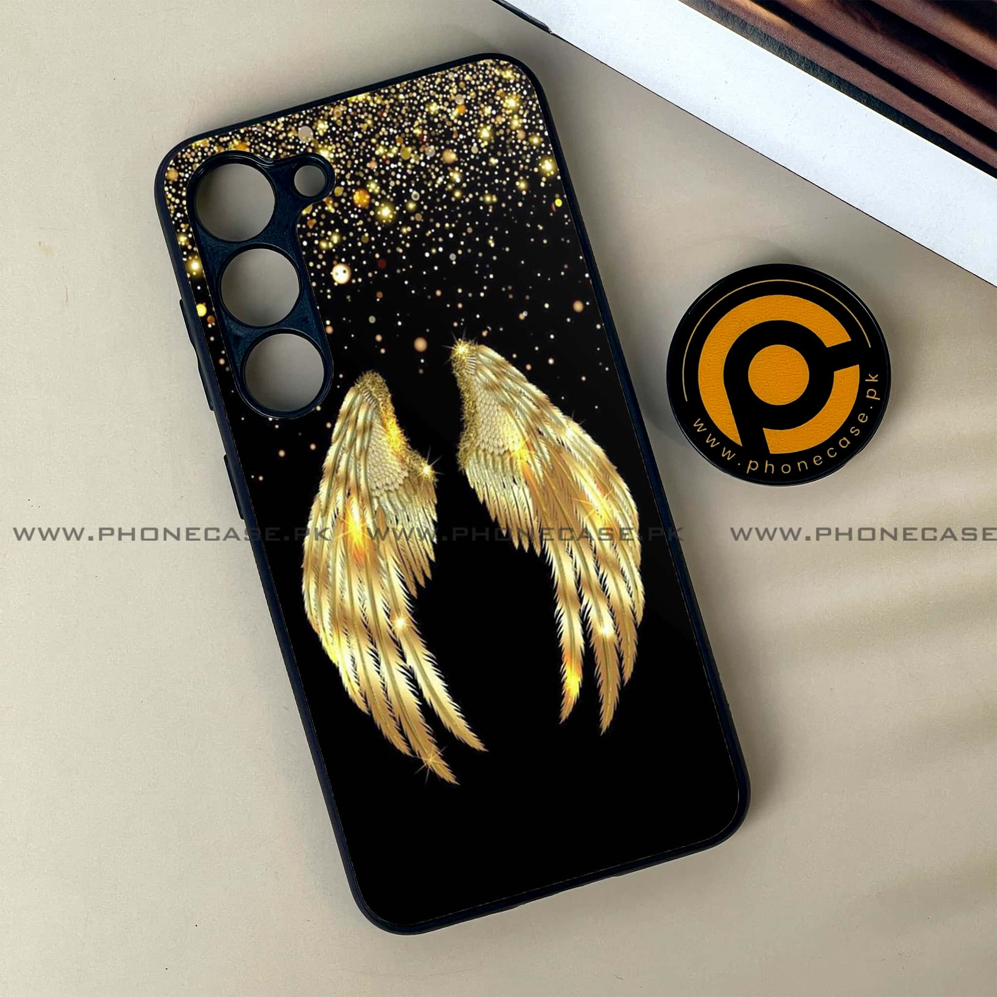 Samsung Galaxy S23 - Angel Wings Series - Premium Printed Glass soft Bumper shock Proof Case