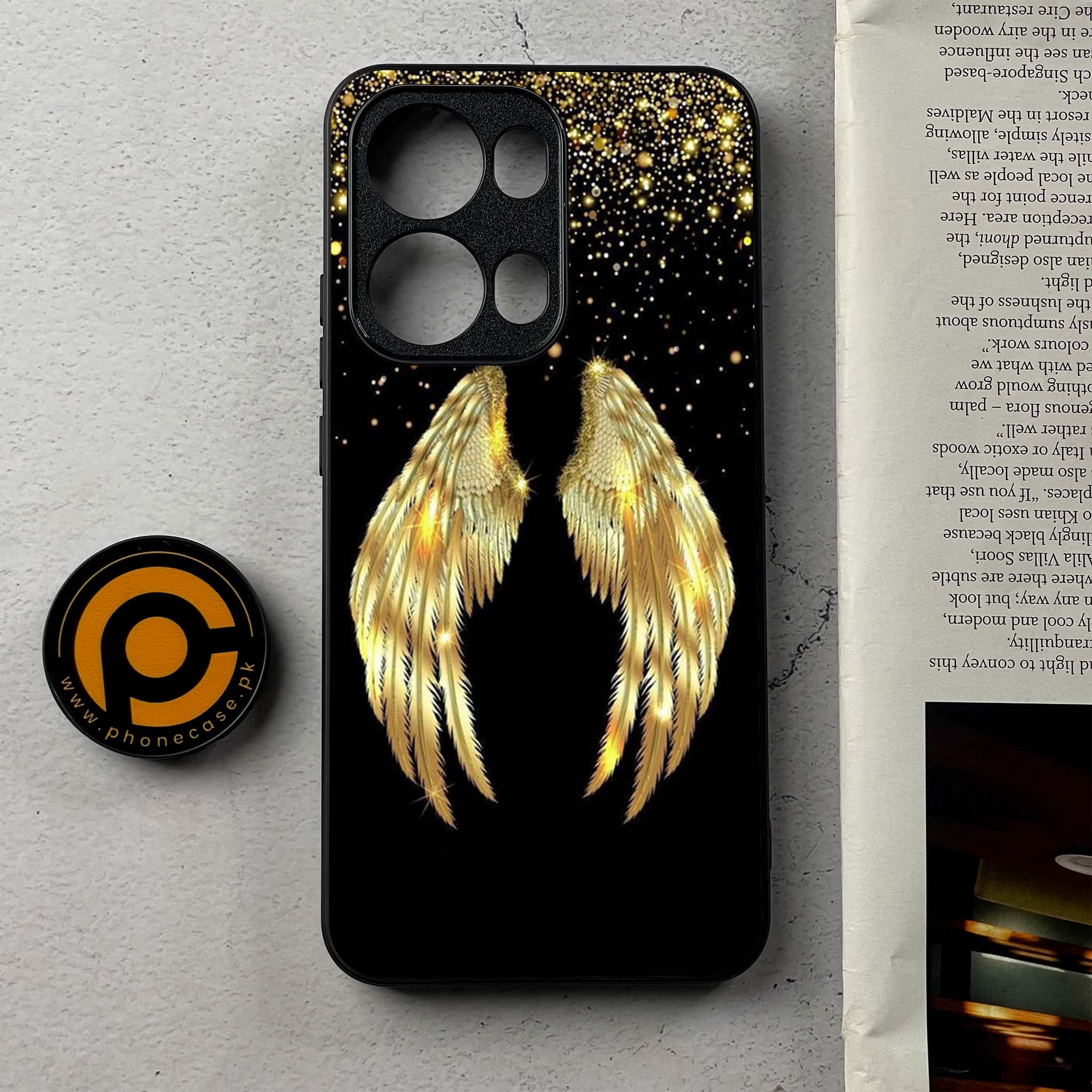Oppo Reno 13 Pro - Angel Wings Series - Premium Metal Printed Soft Bumper Shockproof Case