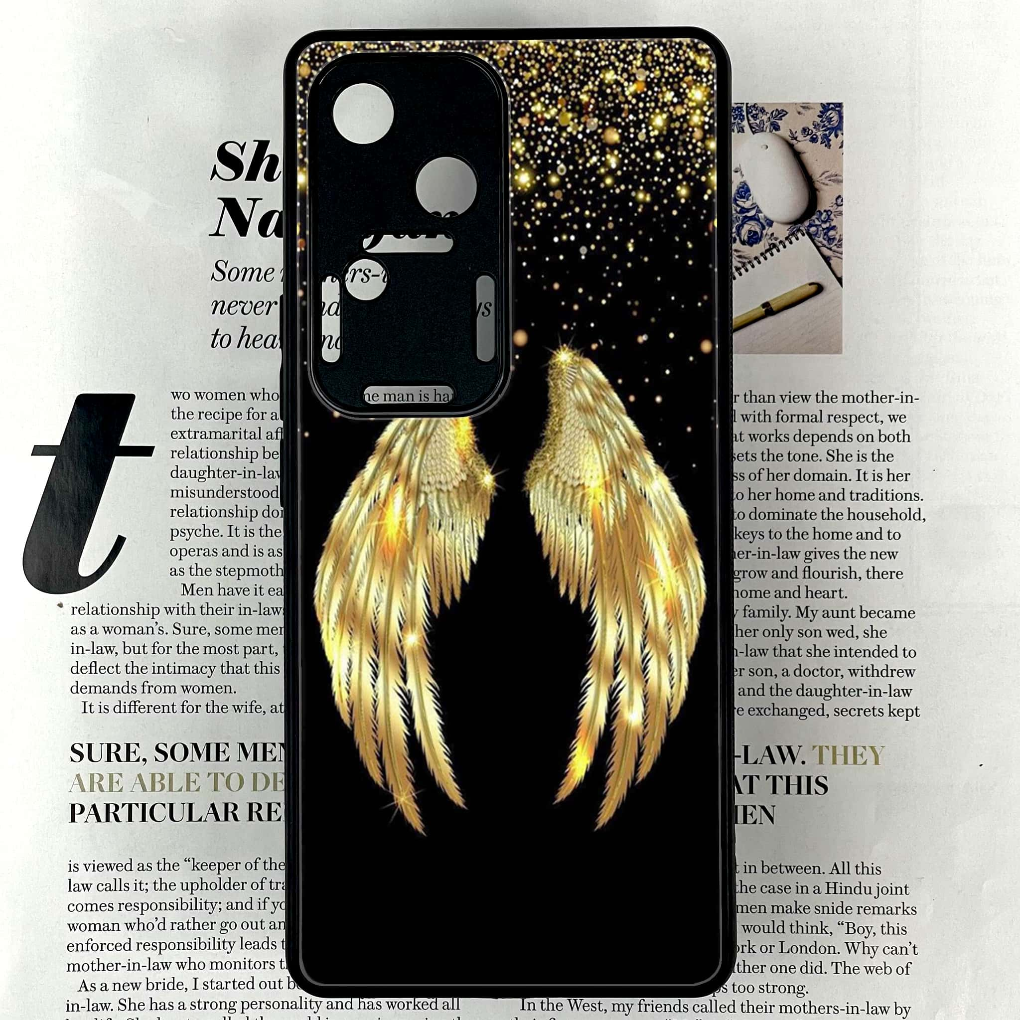 Vivo V30 - Angel Wings Series - Premium Printed Glass soft Bumper shock Proof Case