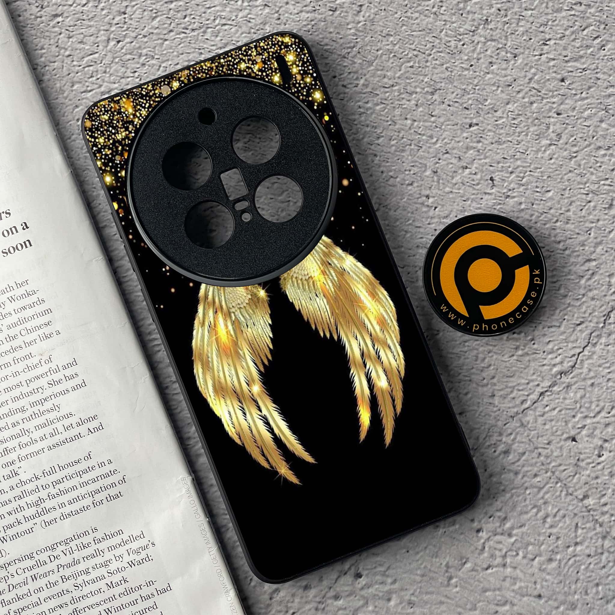 Vivo X200 Pro - Angel Wings Series - Premium Metal  Printed soft Bumper shock Proof Case