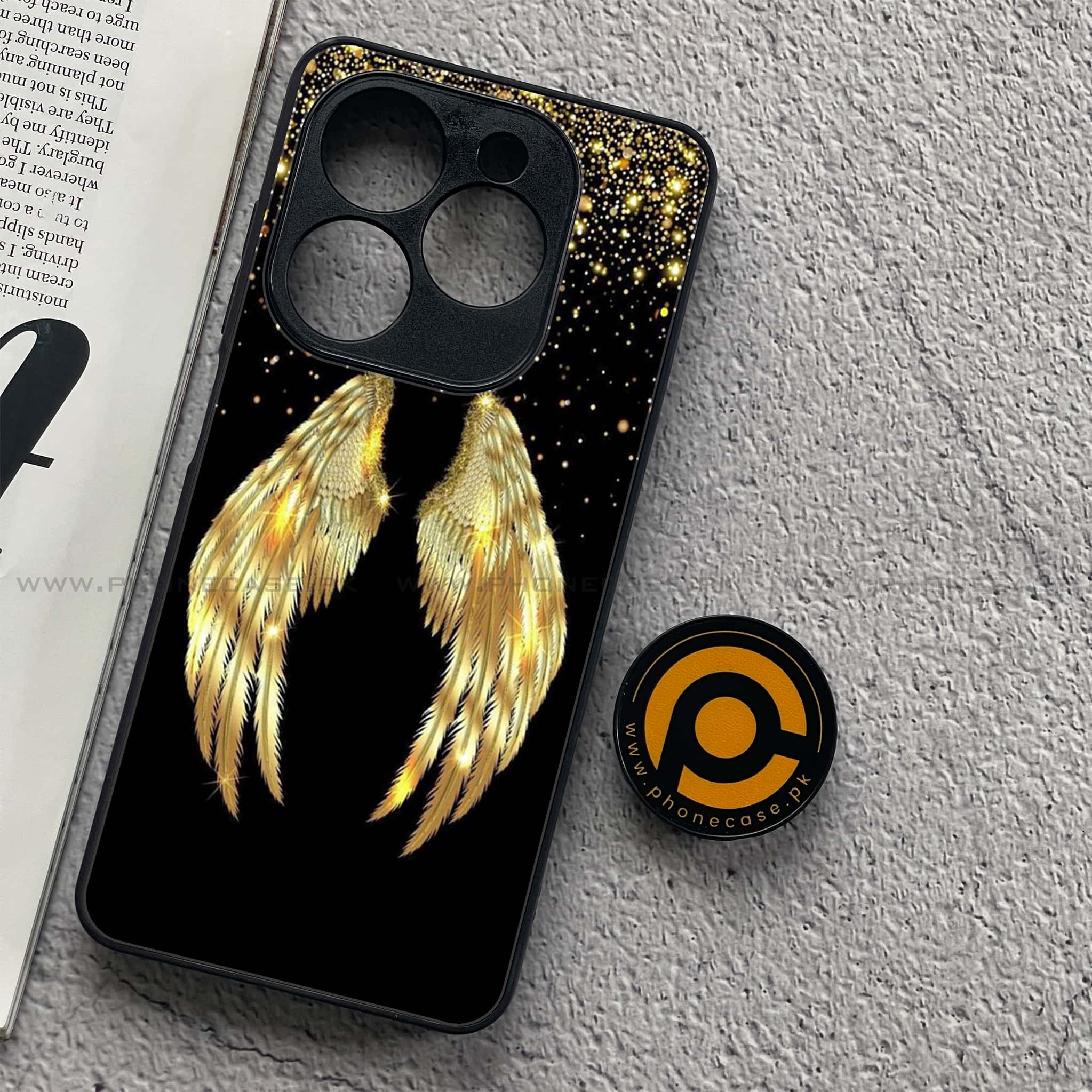 Infinix Smart 8 Pro - Angel Wings Series - Premium Metal Printed soft Bumper shock Proof Case