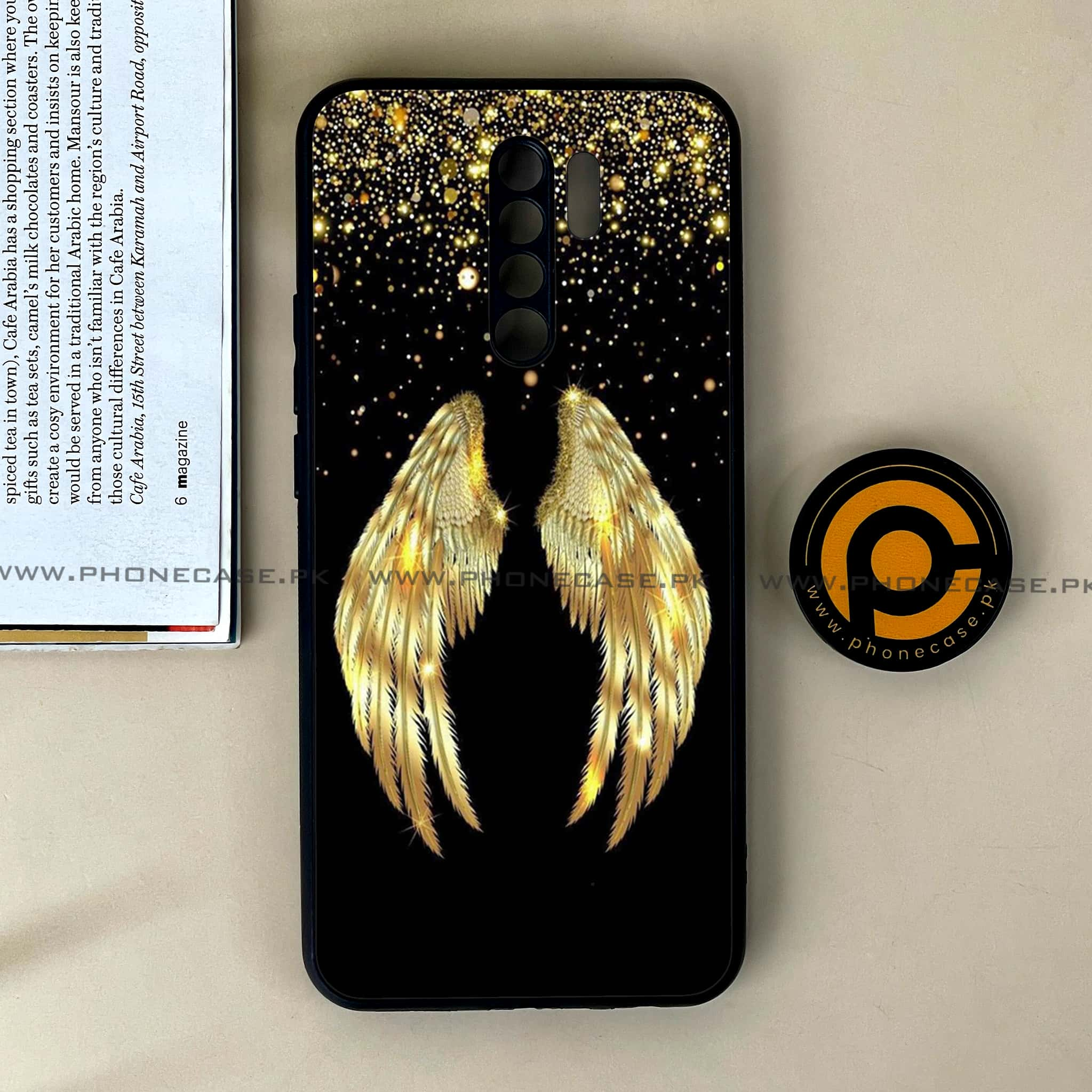 Xiaomi Redmi 9 - Angel Wings Series - Premium Printed Glass soft Bumper shock Proof Case