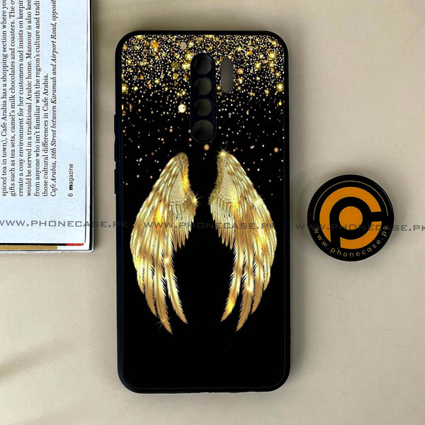 Xiaomi Redmi 9 - Angel Wings Series - Premium Printed Glass soft Bumper shock Proof Case