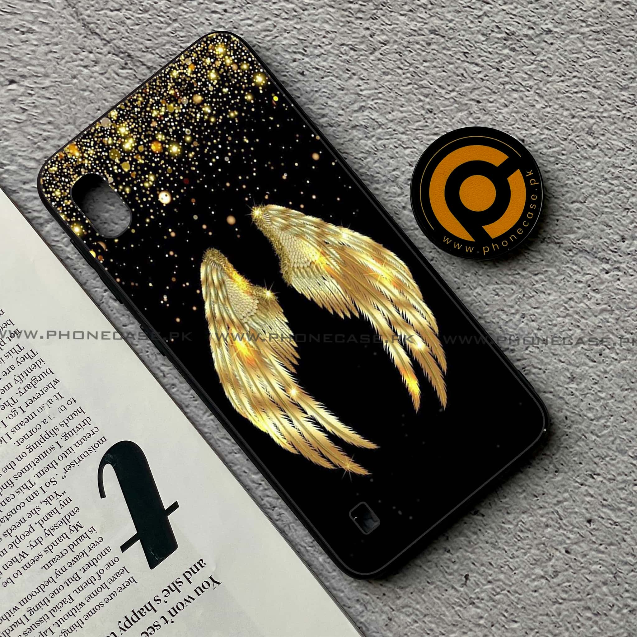 Samsung Galaxy A10 - Angel Wings Series - Premium Printed Glass soft Bumper shock Proof Case