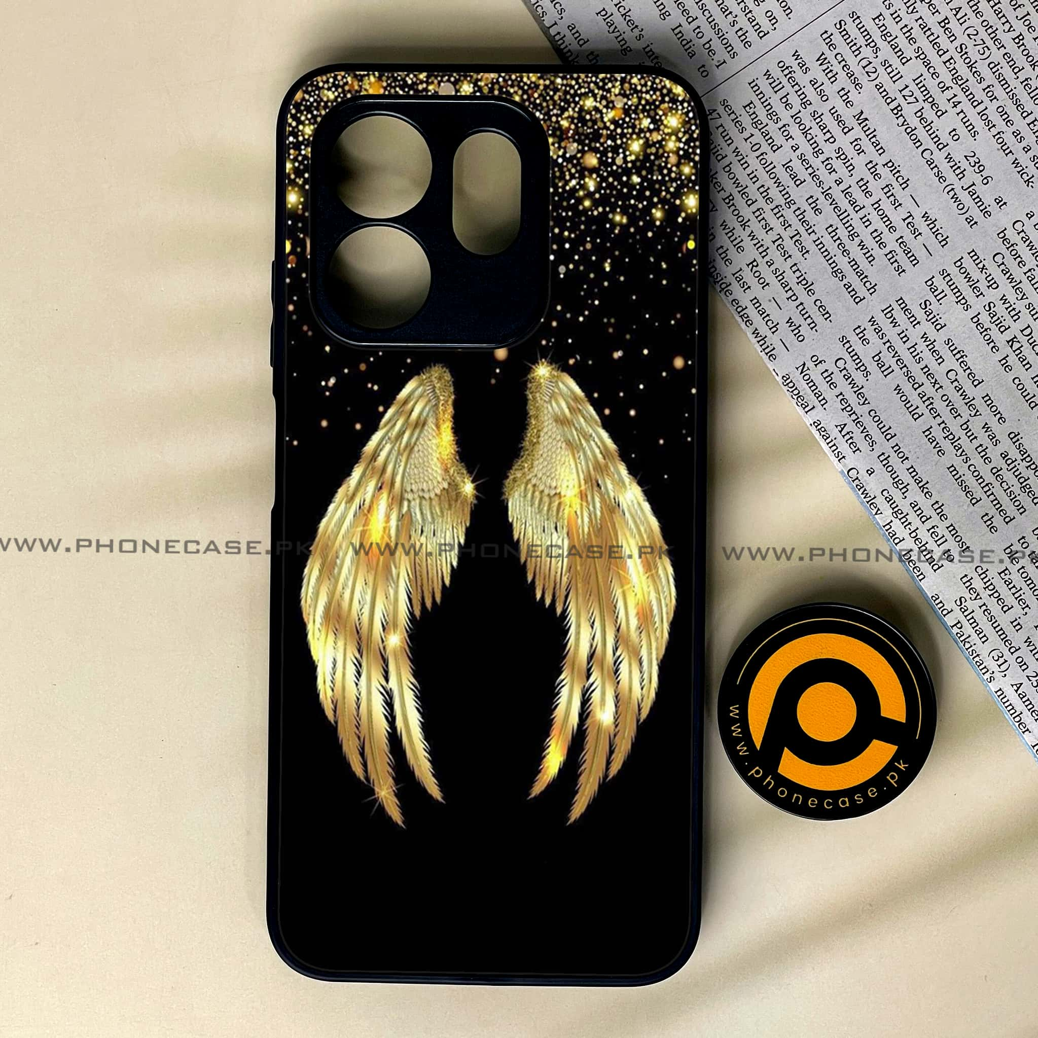 Infinix Hot 50i - Angel Wings Series - Premium Printed Glass soft Bumper shock Proof Case