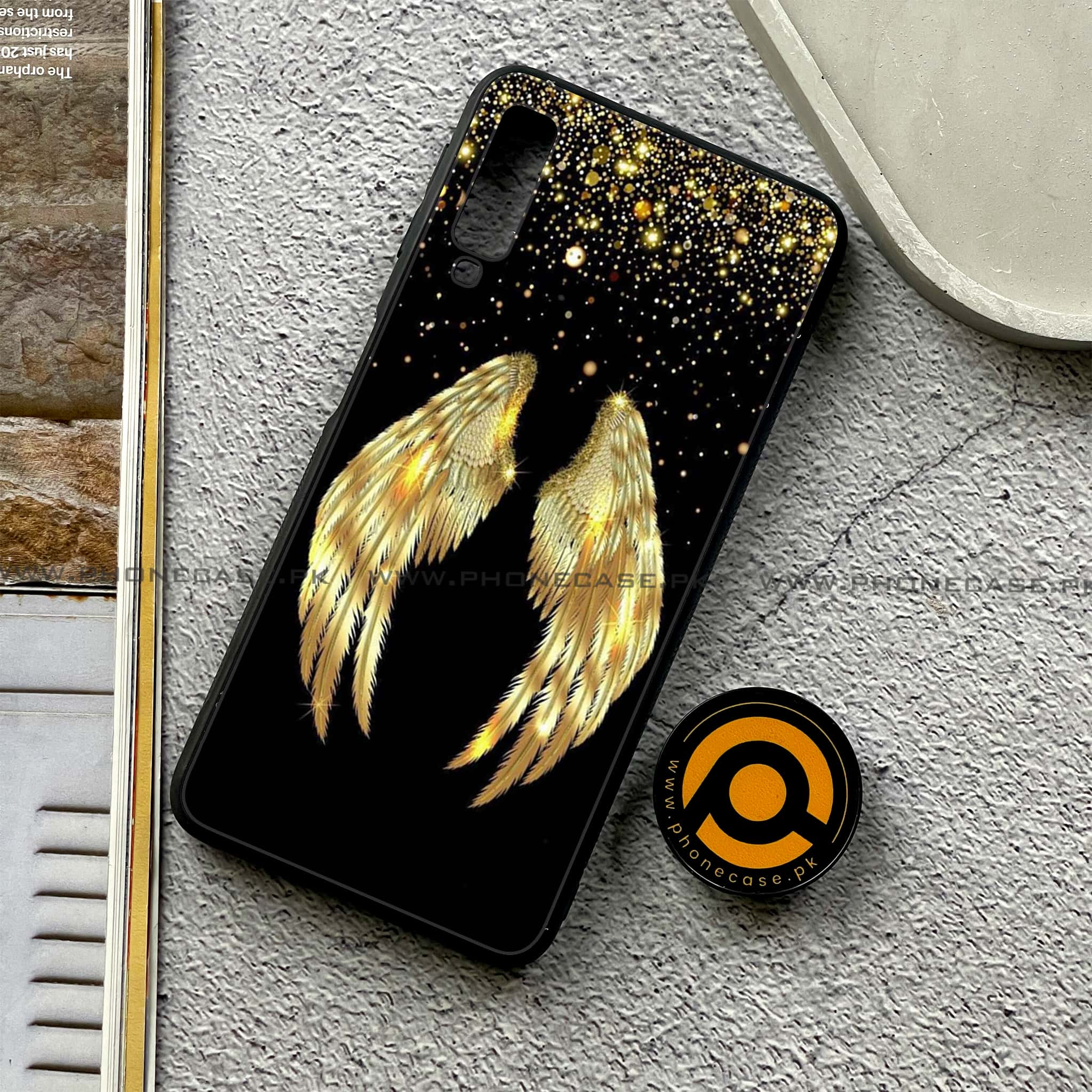 Galaxy A7 2018 - Angel Wings Series - Premium Printed Metal soft Bumper shock Proof Case