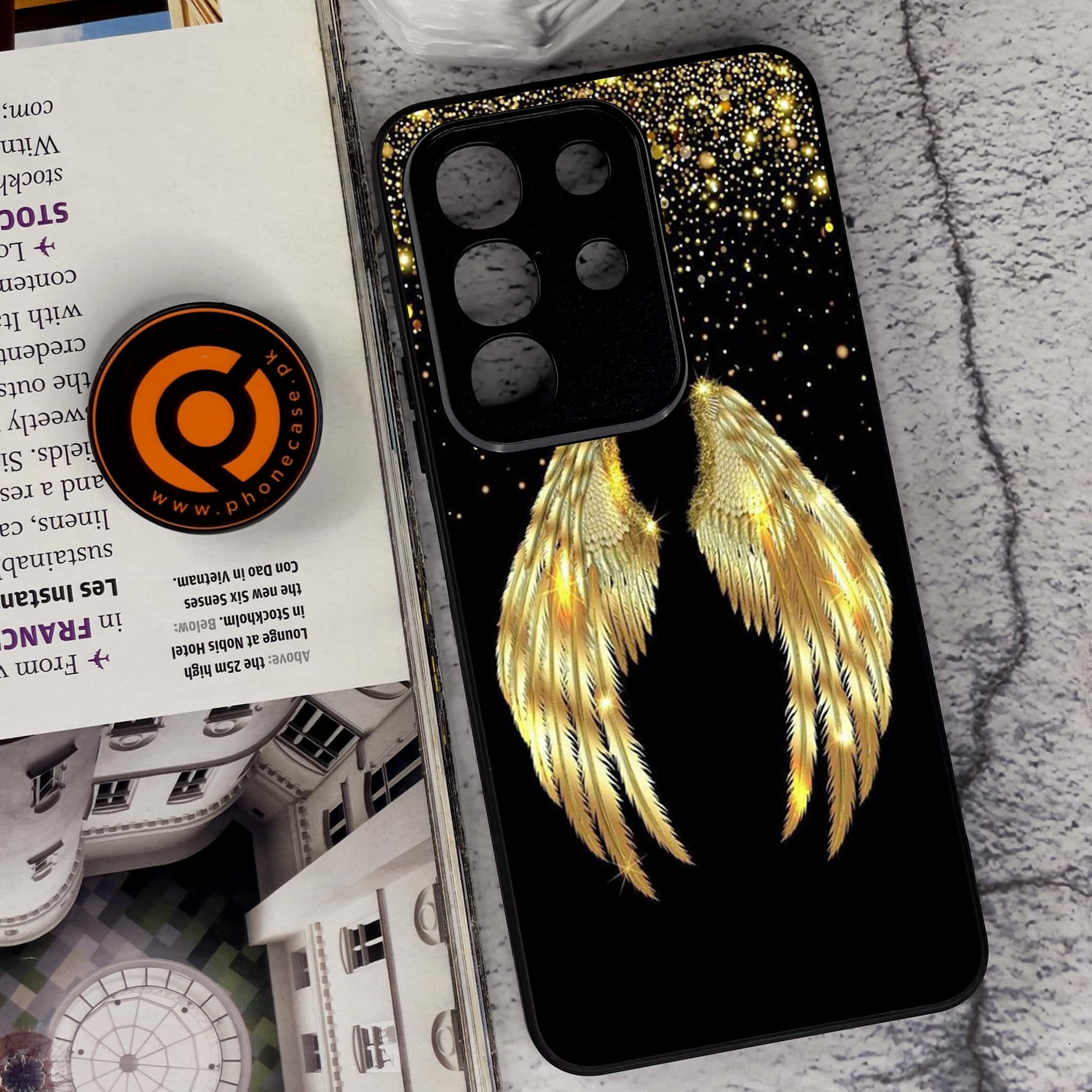 Vivo Y29 4G - Angel Wings Series - Premium Metal Printed soft Bumper Shock Proof Case