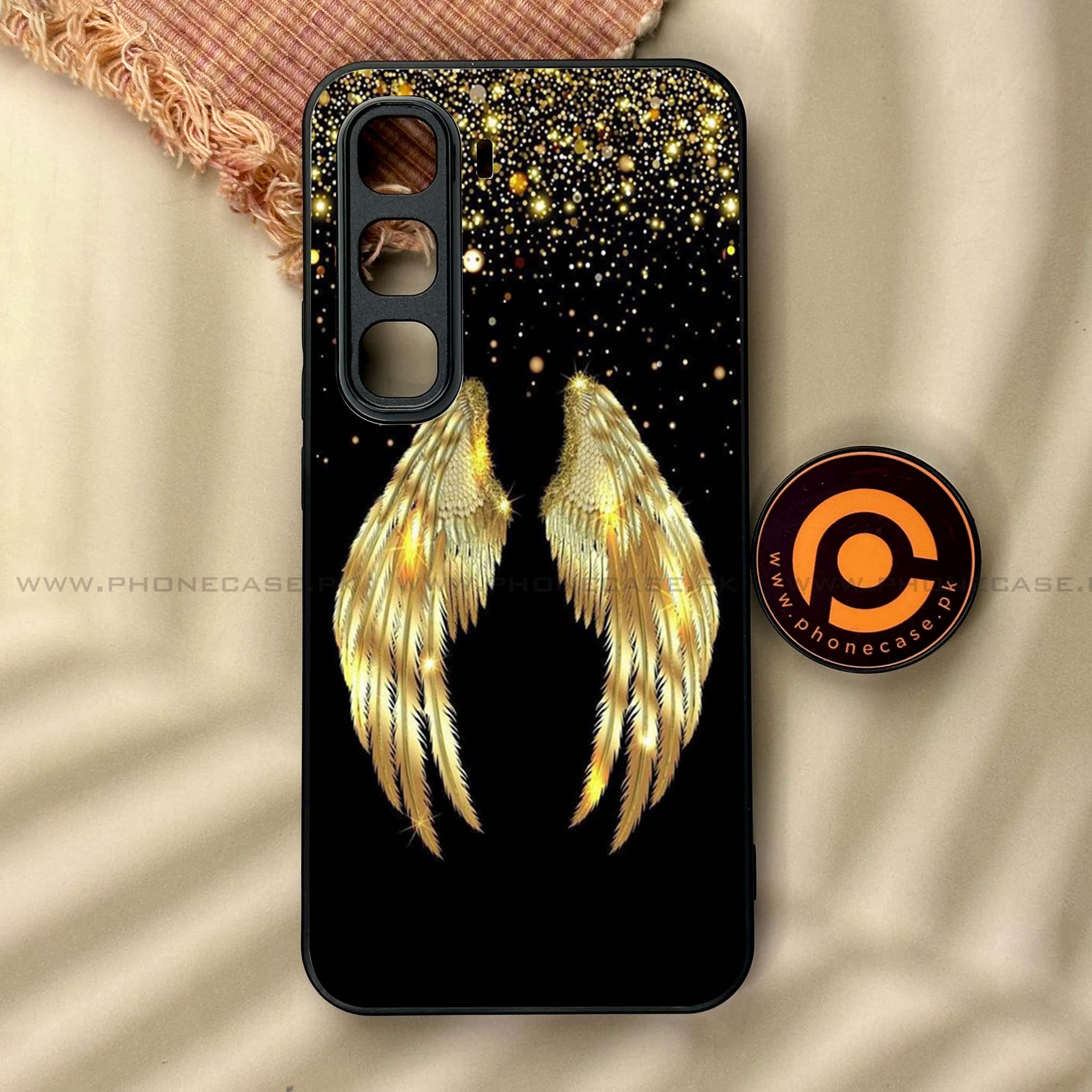 Infinix Hot 60 Pro - Angel Wings Series - Premium Metal Printed soft Bumper shock Proof Case