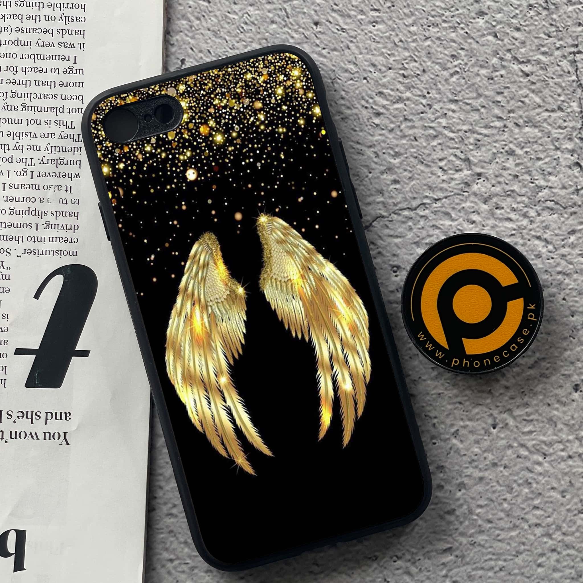 iPhone 7 / 8 - Angel wings Series - Premium Printed Glass soft Bumper shock Proof Case