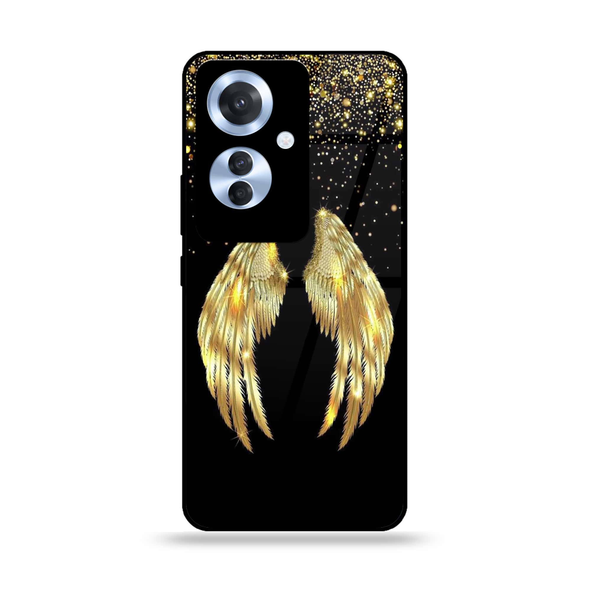 Oppo Reno 11F - Angel Wings Series - Premium Printed Glass soft Bumper shock Proof Case