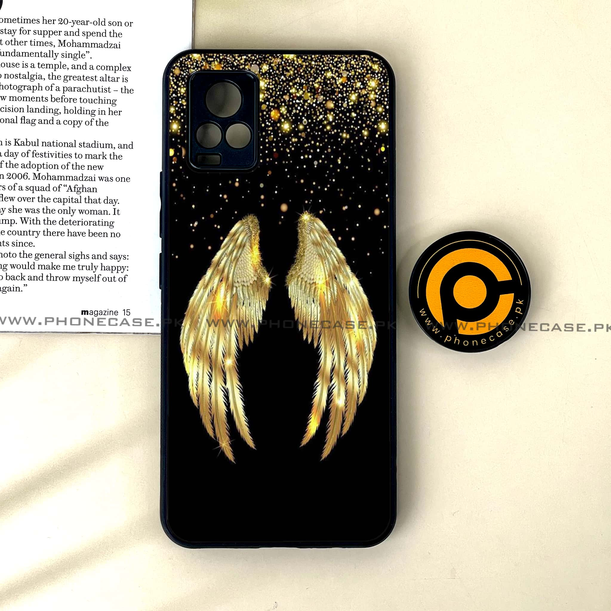 Vivo V20 - Angel wing Series - Premium Printed Glass soft Bumper shock Proof Case