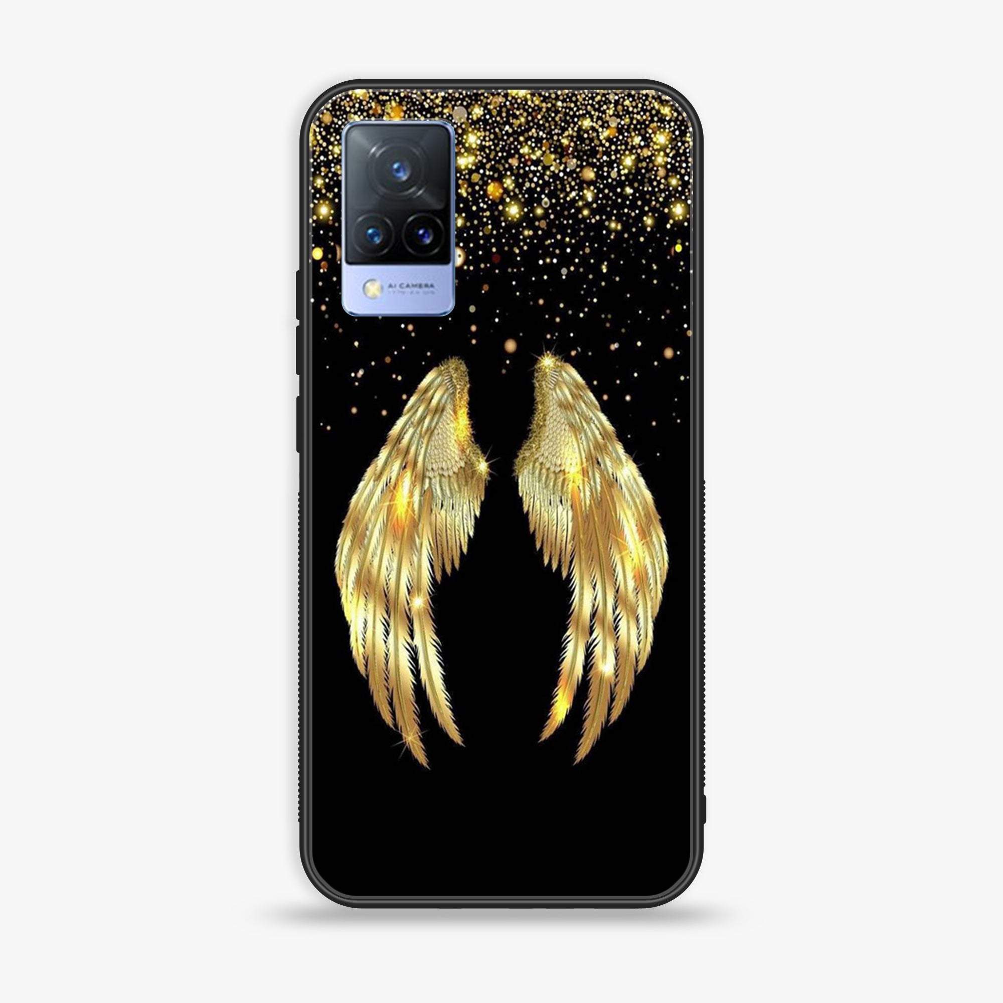 Vivo V21 - Angel Wings Series - Premium Printed Glass soft Bumper shock Proof Case