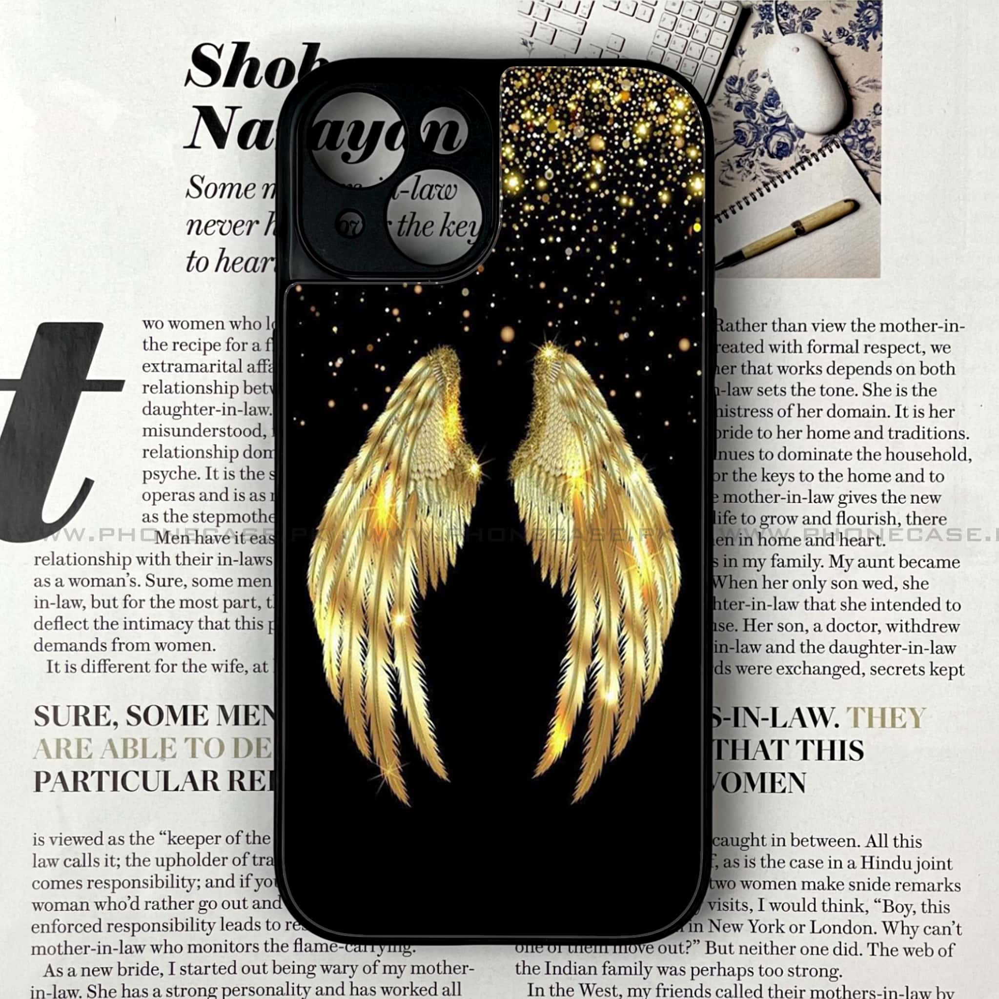 iPhone 13 - Angel Wings Series - Premium Printed Glass soft Bumper shock Proof Case