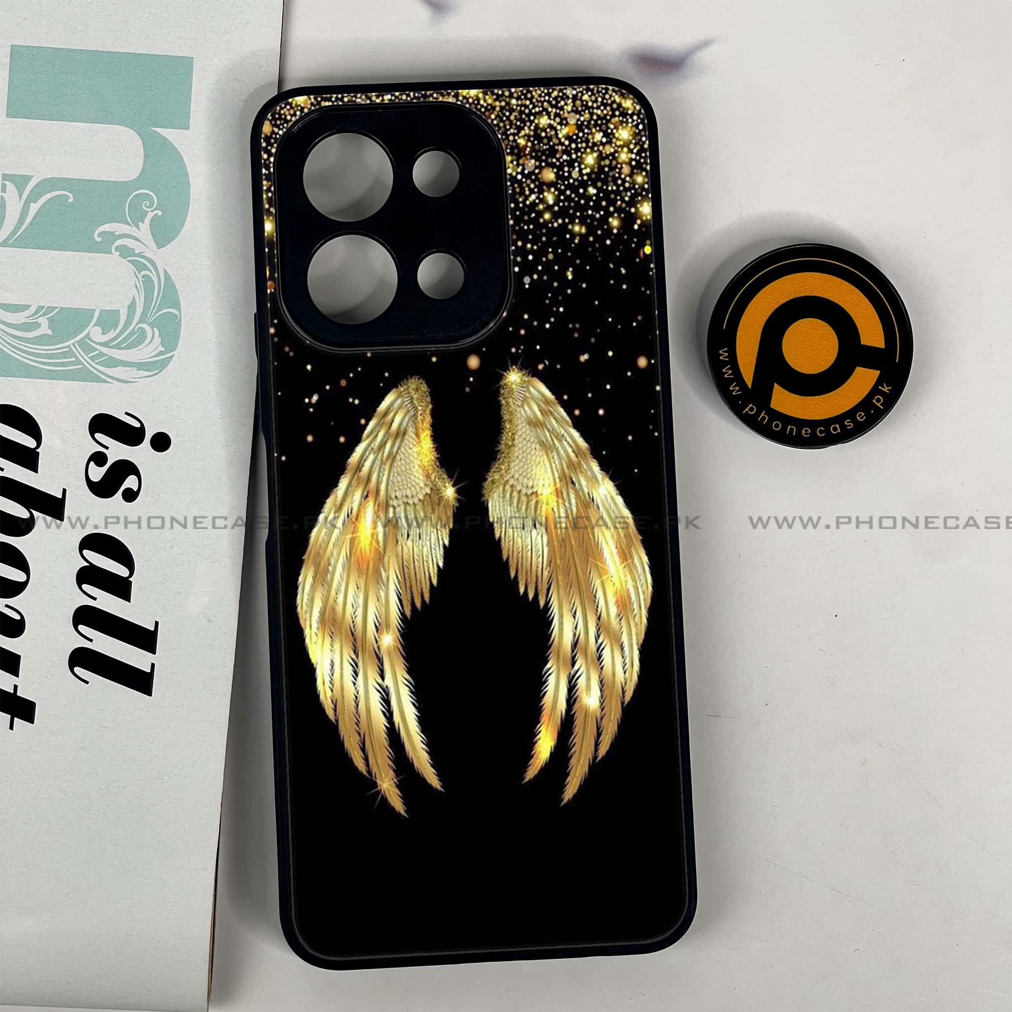 Vivo Y28 - Angel Wings Series - Premium Printed Glass soft Bumper shock Proof Case