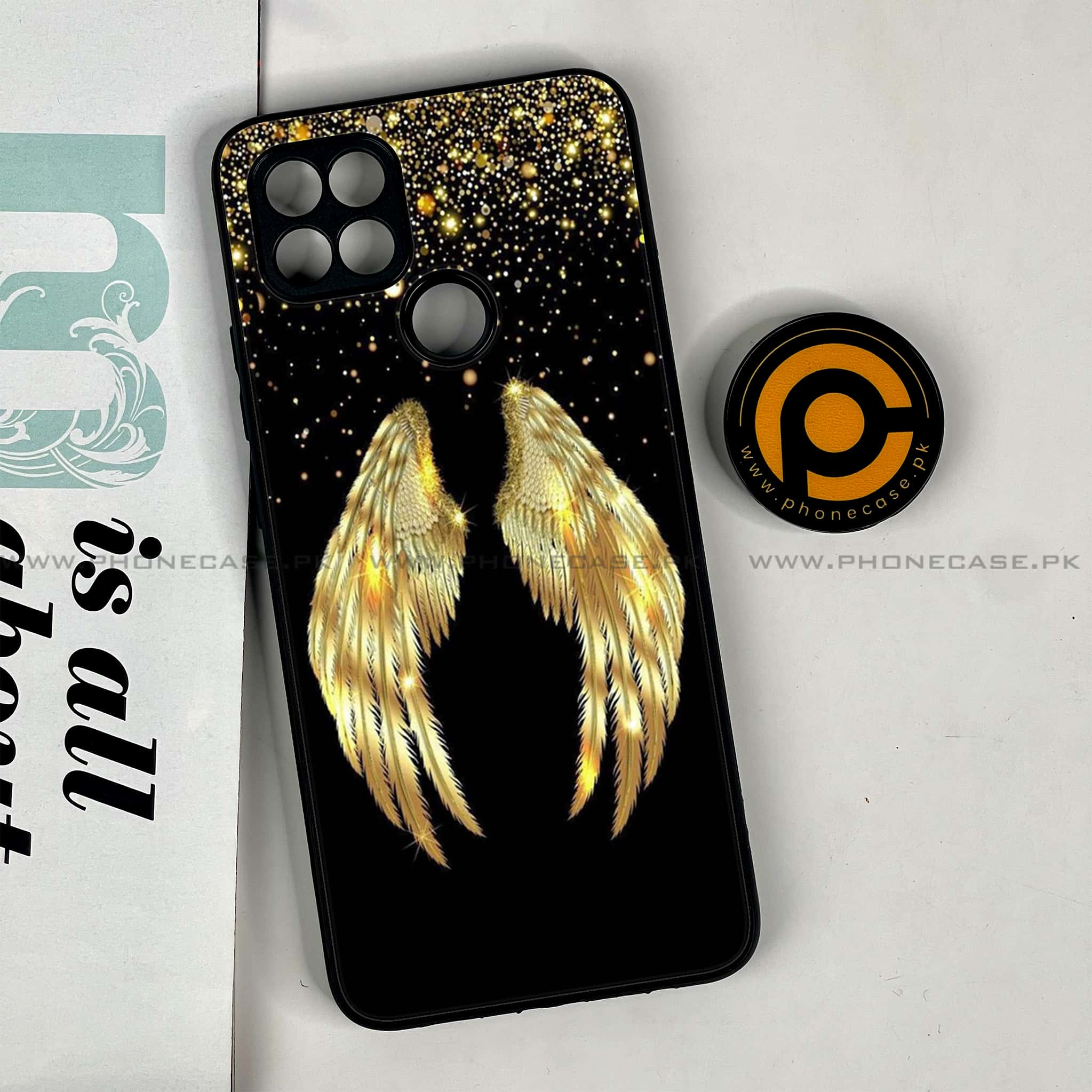 Oppo A15s - Angel Wings Series - Premium Printed Glass soft Bumper shock Proof Case