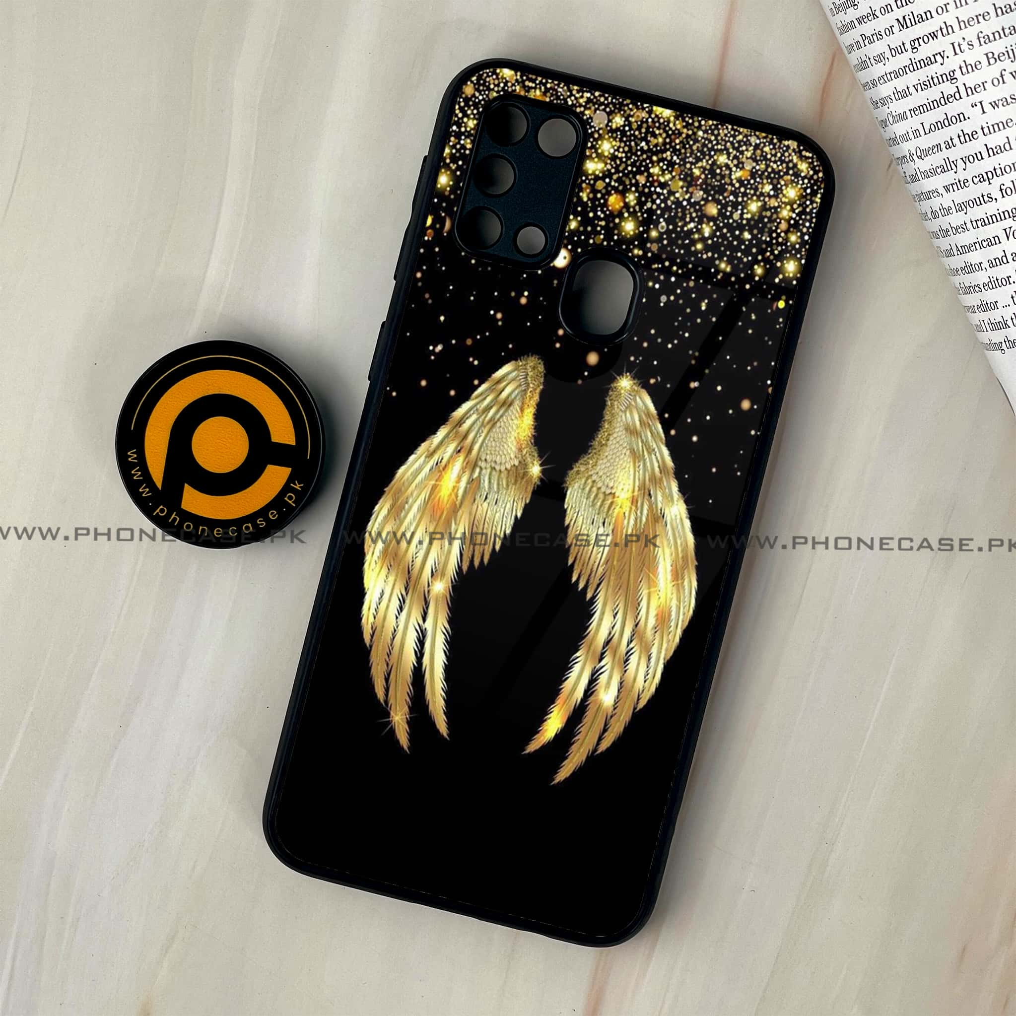 Galaxy M31 - Angel Wings Series - Premium Printed Glass soft Bumper shock Proof Case