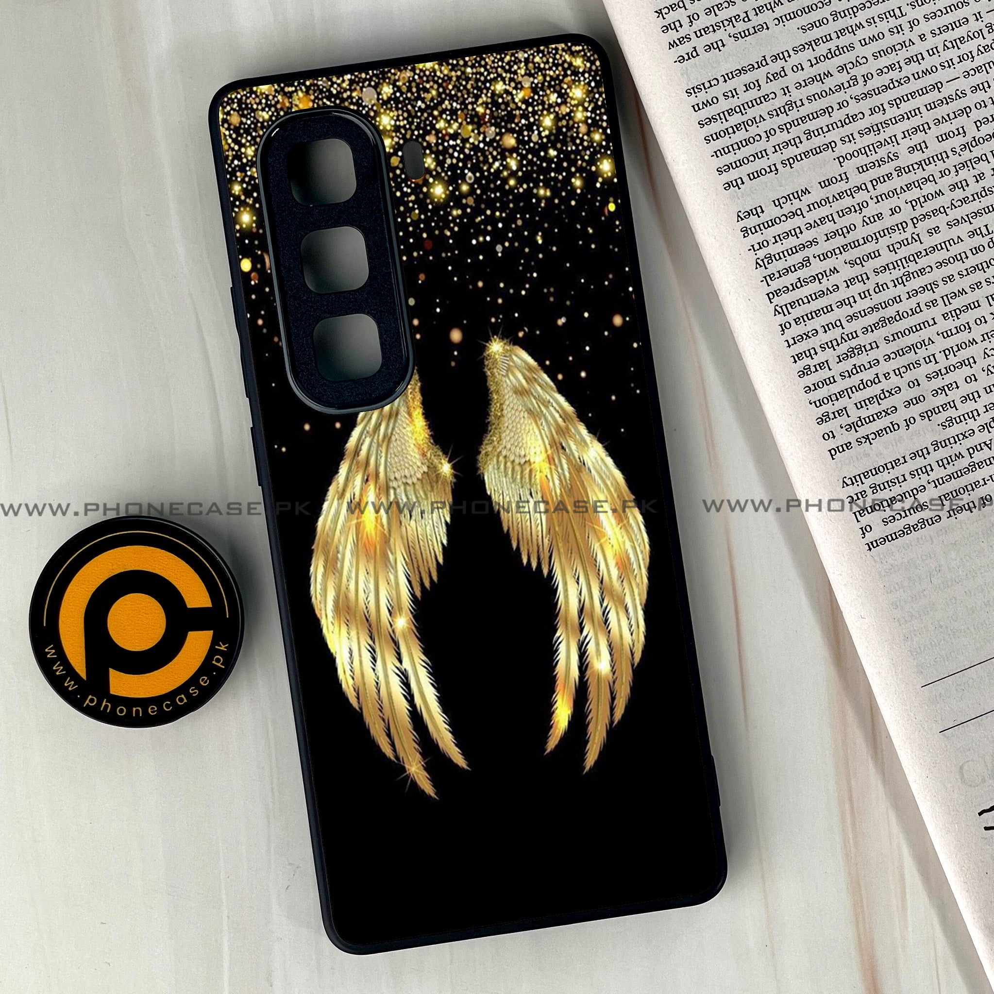 Infinix Hot 60 Pro Plus - Angel Wings Series - Premium Metal Printed soft Bumper shock Proof Case