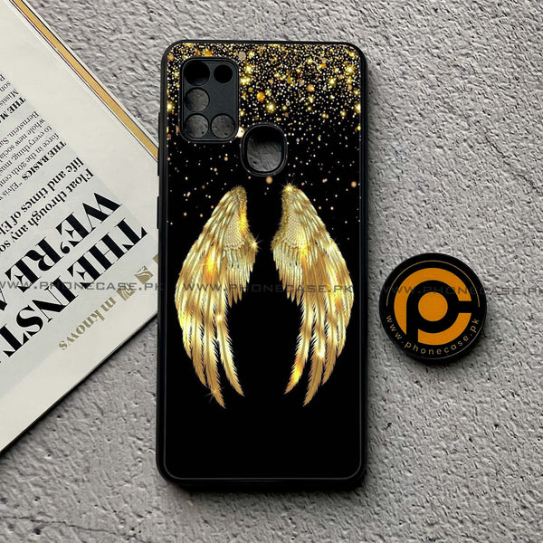 Samsung Galaxy A21s - Angel Wings Series - Premium Printed Glass soft Bumper shock Proof Case