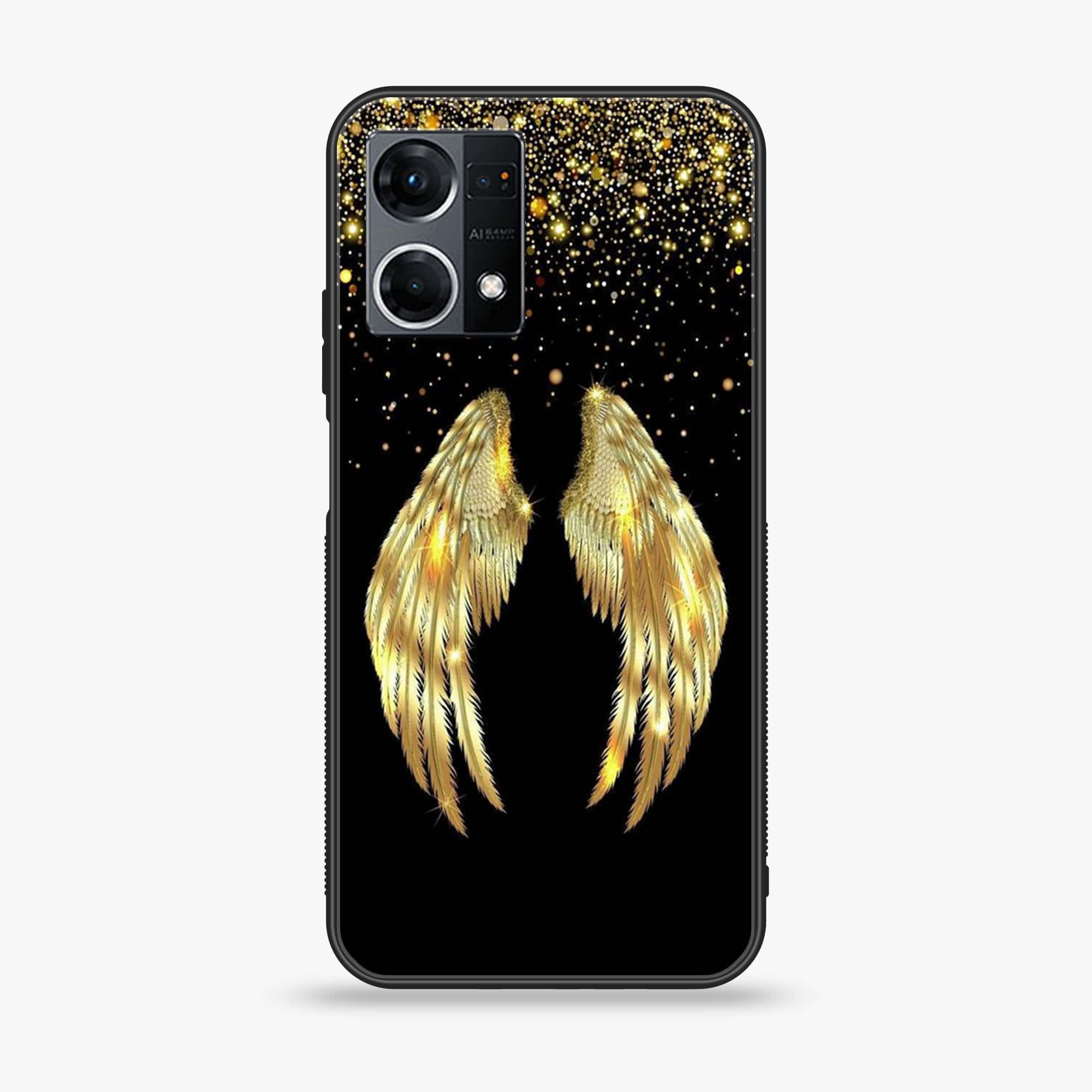 Oppo Reno 7 - Angel Wings Series - Premium Printed Glass soft Bumper shock Proof Case