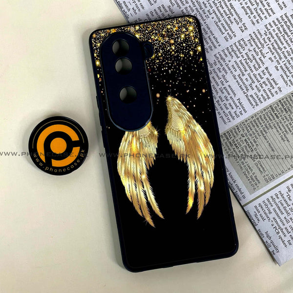 Vivo V40e - Angel Wings Series - Premium Printed Glass soft Bumper shock Proof Case