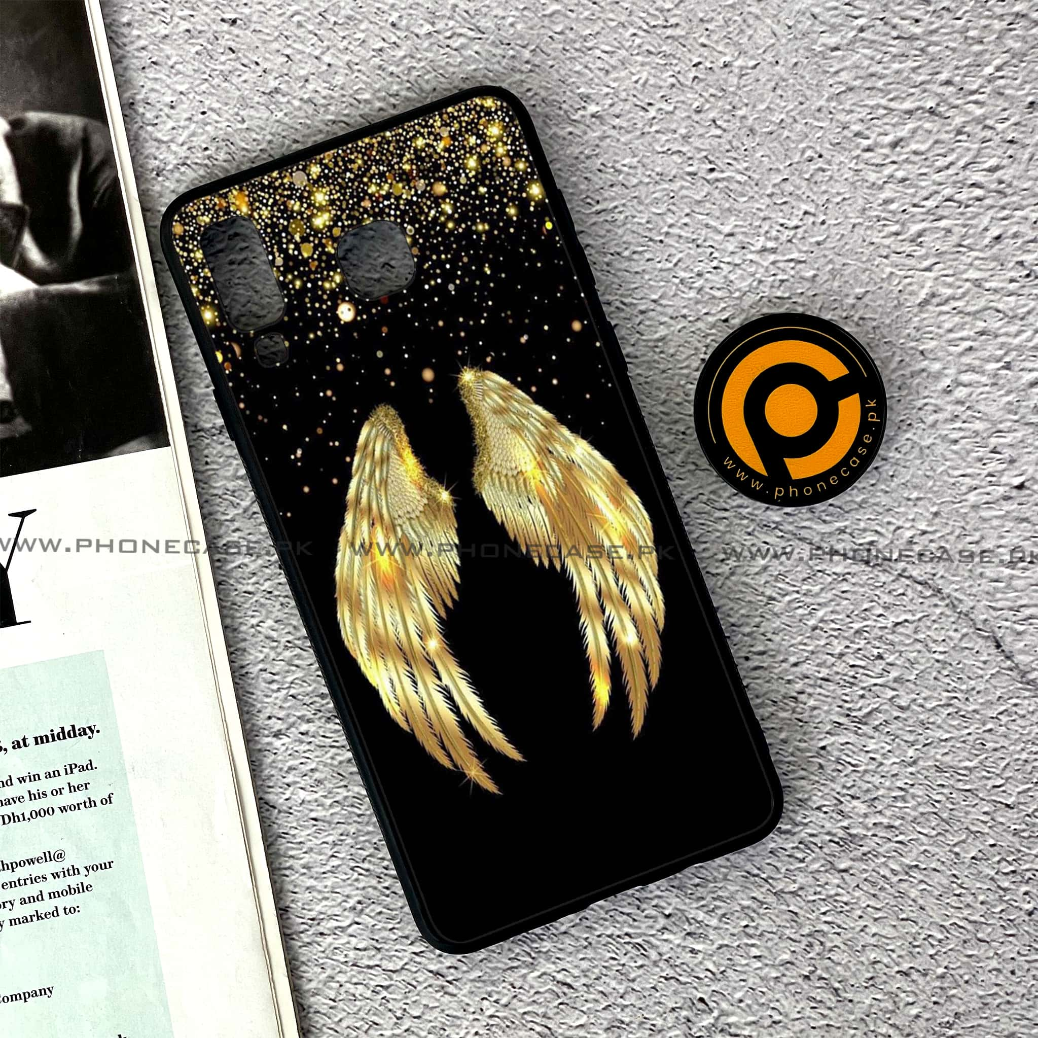 Samsung Galaxy A8 Star(A9 Star) - Angel Wings Series - Premium Printed Glass soft Bumper shock Proof Case