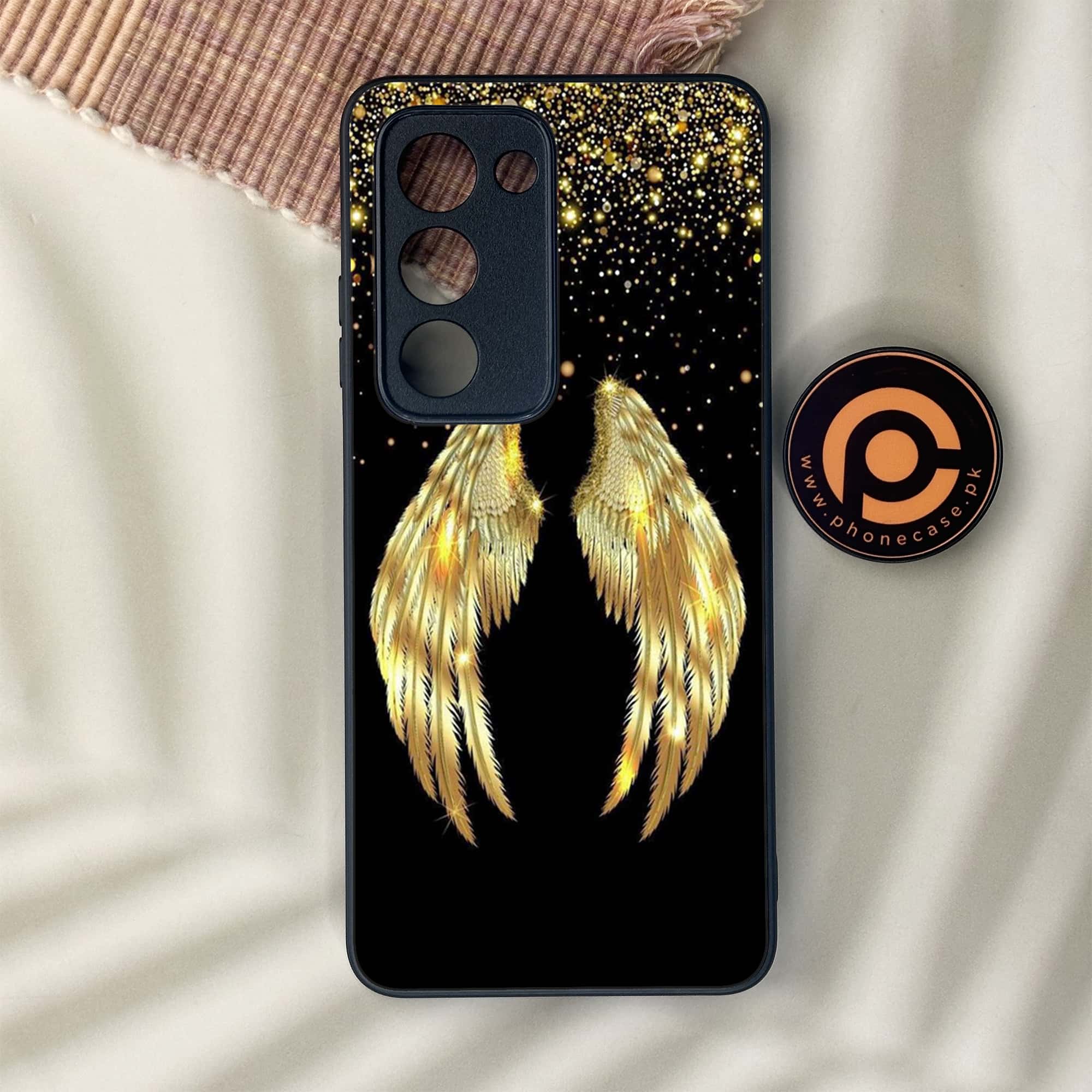 Oppo A5 2025 - Angel Wings Series - Premium Metal Printed soft Bumper shock Proof Case