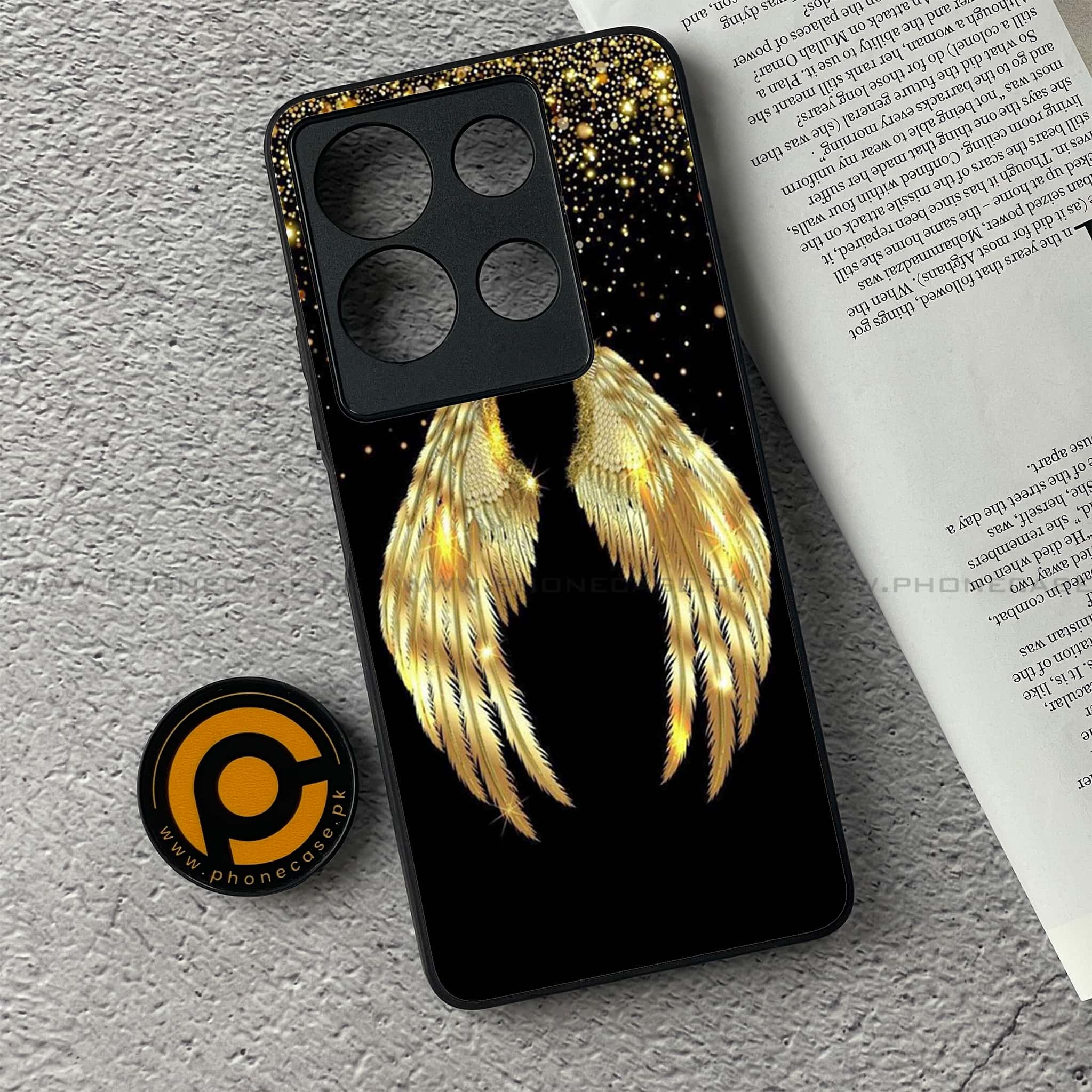 Infinix Note 30 - Angel Wings Series - Premium Printed Glass soft Bumper shock Proof Case