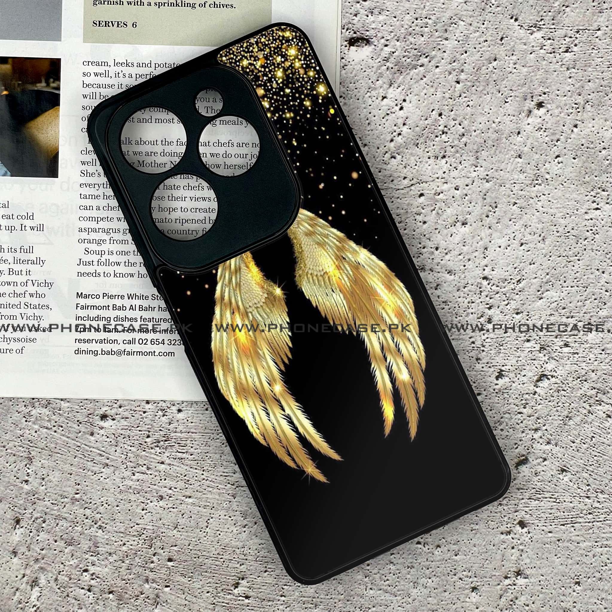 Infinix Hot 40 - Angel Wings Series - Premium Printed Glass soft Bumper shock Proof Case