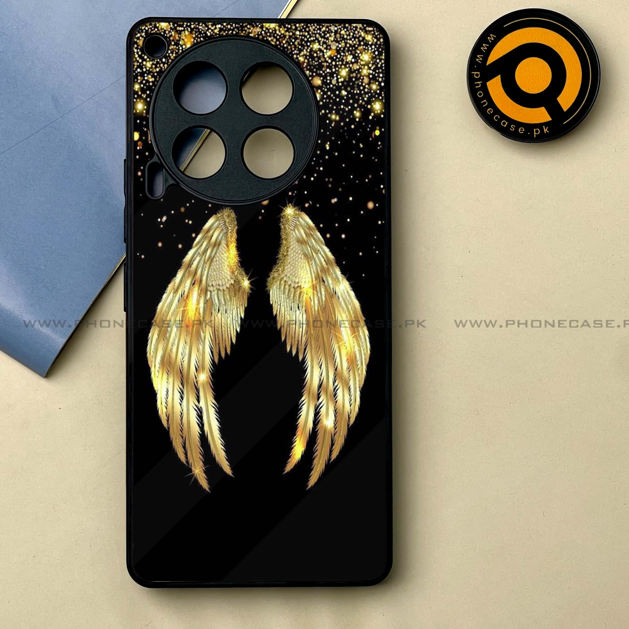 Tecno Camon 30 - Angel Wings Series -  Premium Printed Metal soft Bumper shock Proof Case