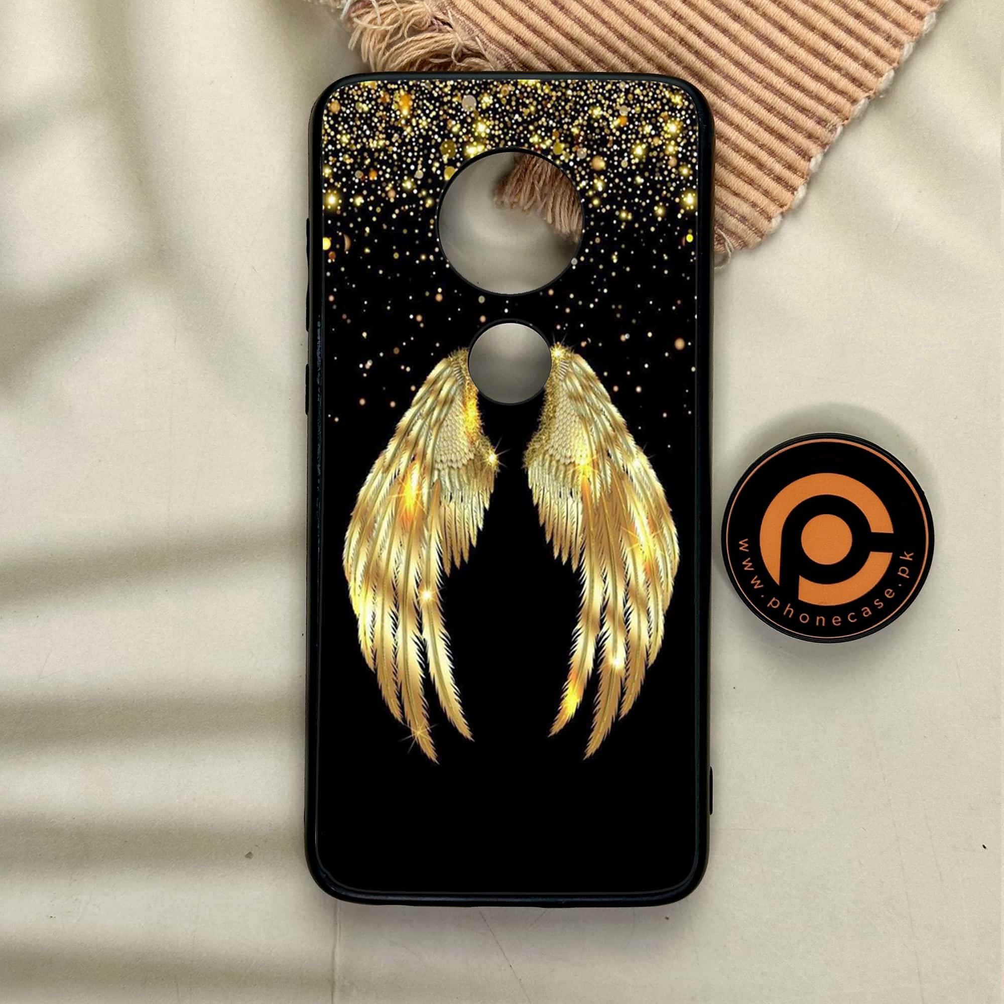 Moto G7 - Angel Wings Series - Premium Printed Glass soft Bumper shock Proof Case